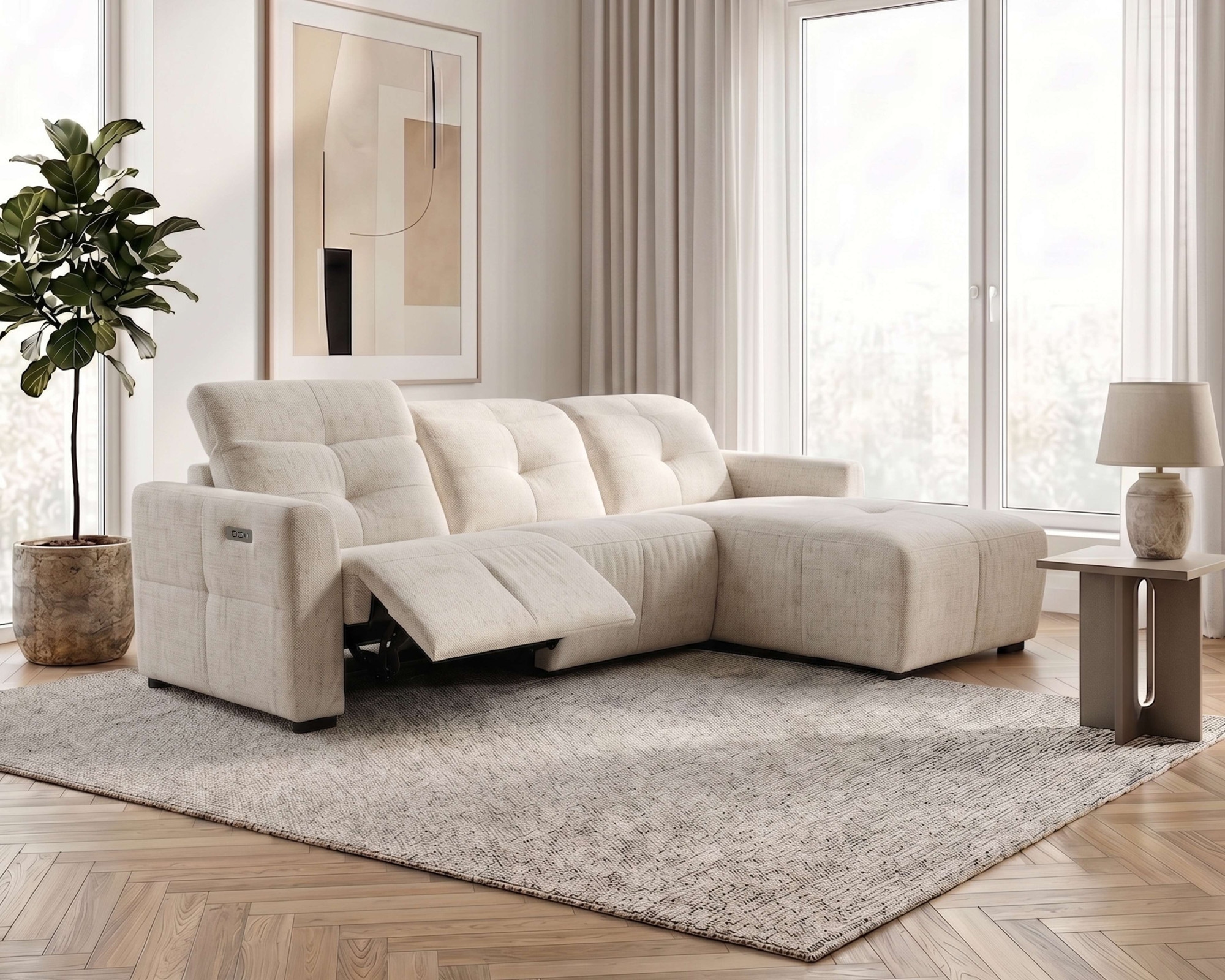 OTTO home Ecksofa "CAARLA Webstoff, L-Form, 261 cm, man. o. elektr. Relaxfunktion (USB)" mit USB-A und USB-C bei elektrischer Ausführung, Kopfteilverstellung