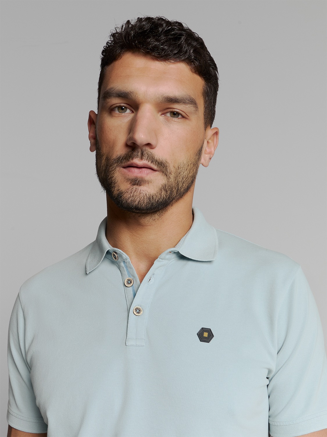 Poloshirt NO EXCESS "No Excess Poloshirt Polo Pique Garment Dyed", Herren, Gr. XXL, blau (pastellblau), 95% Baumwolle, 5% elasthan, Shirts 3