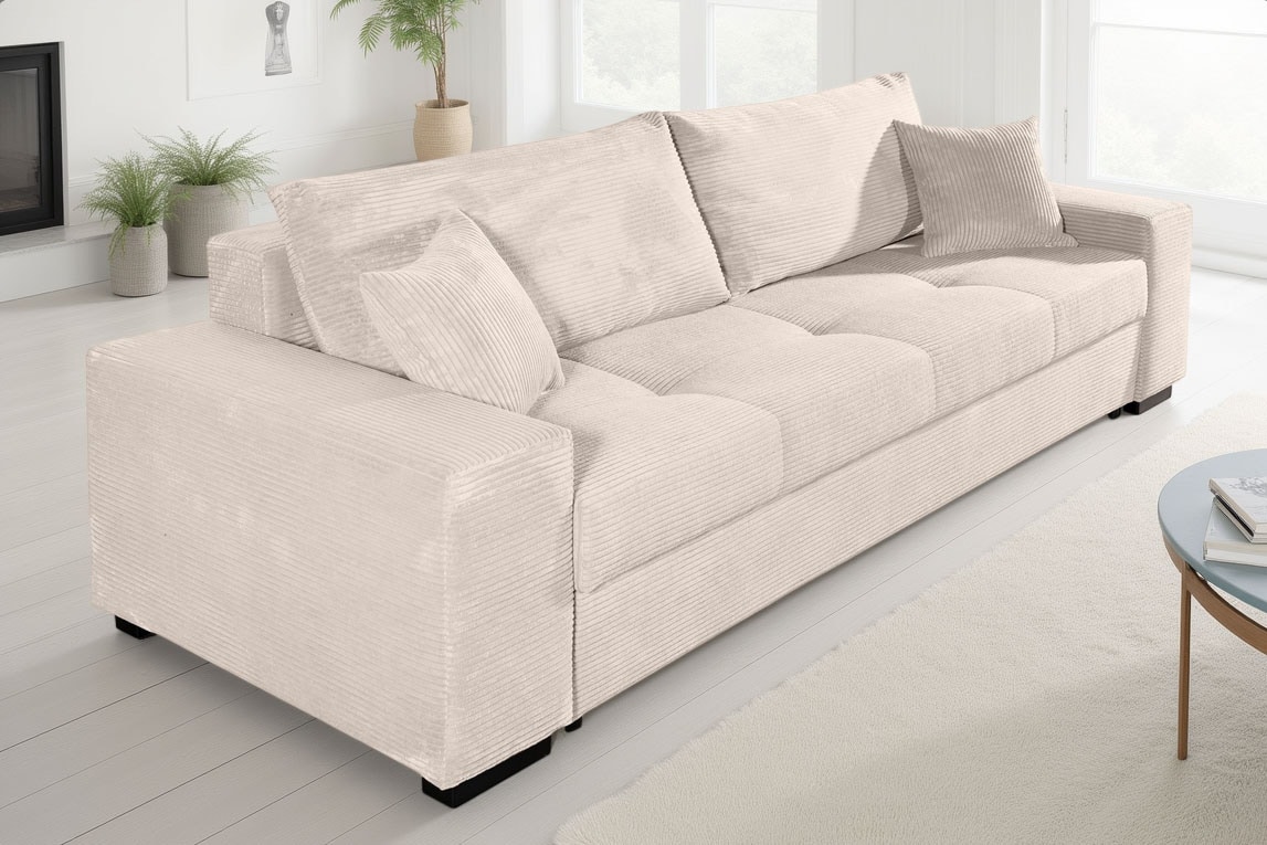 COLLECTION AB Schlafsofa »Kreta, B: 248 cm, Liegefl. 137x195 cm« Bettfunktion, Bettkasten & 2 Zierkissen, optional mit Topper