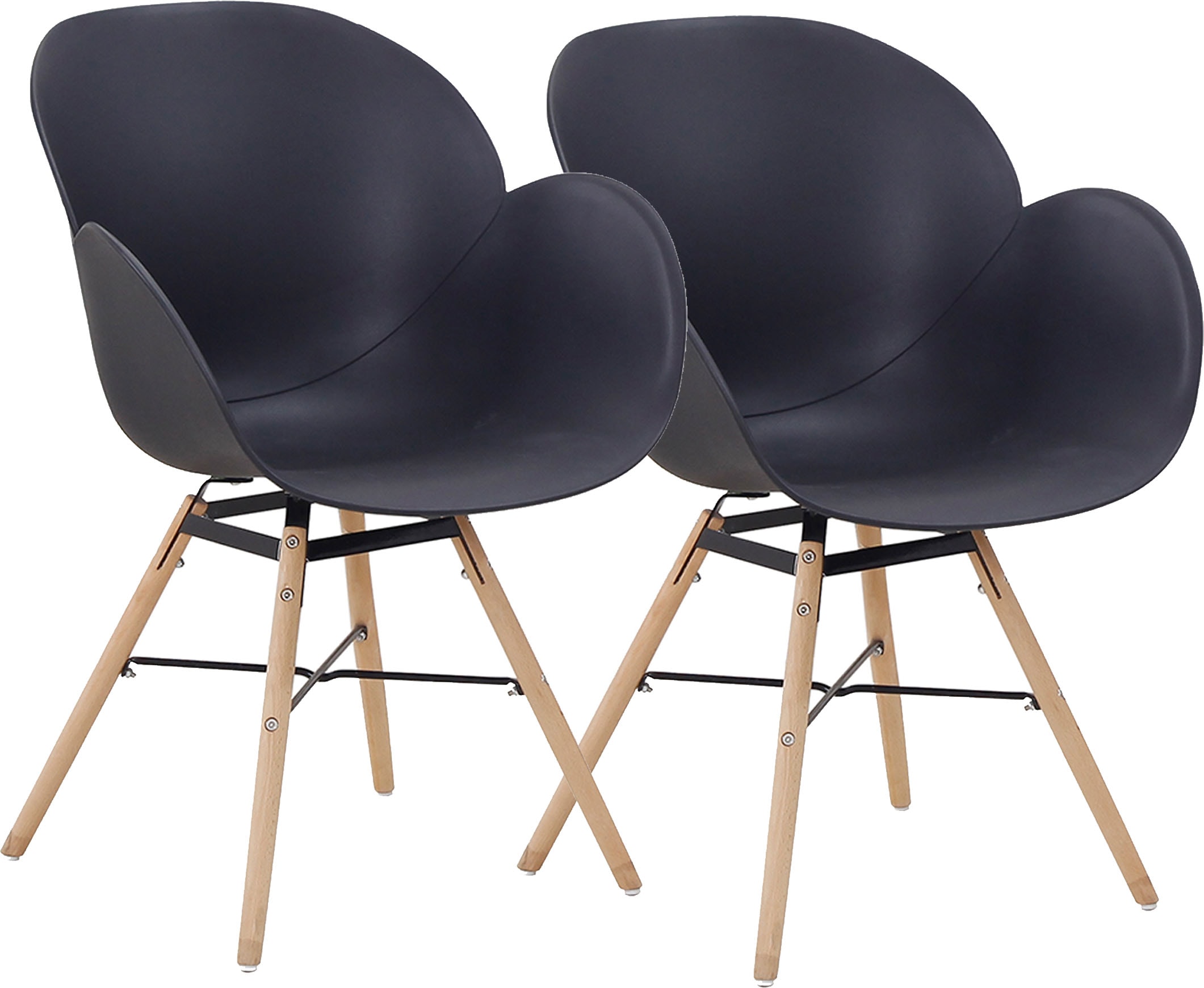 Kayoom 4-Fußstuhl »Stuhl Amalia 110 2er-Set, praktisches Set, bequemer Kunststoffstuhl«, (Set), 2 St., pflegeleicht, abwaschbar, in einem Stück spritzgegossene Sitzfläche