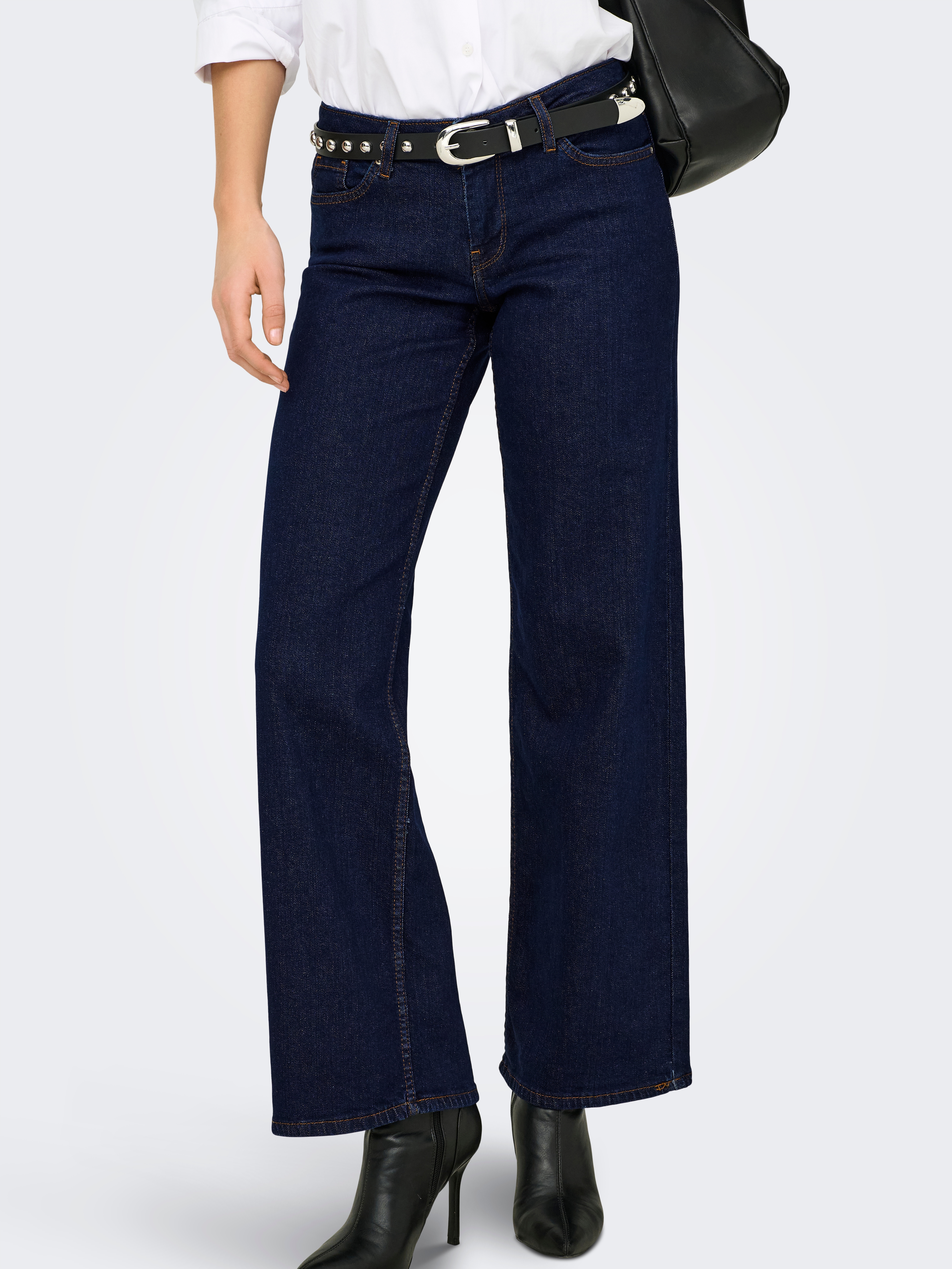 Only Low-rise-Jeans "Onljudy-O Lw Wide Dnm Rinse TAI966" Baumwollmischung, Low Waist, Wide Fit