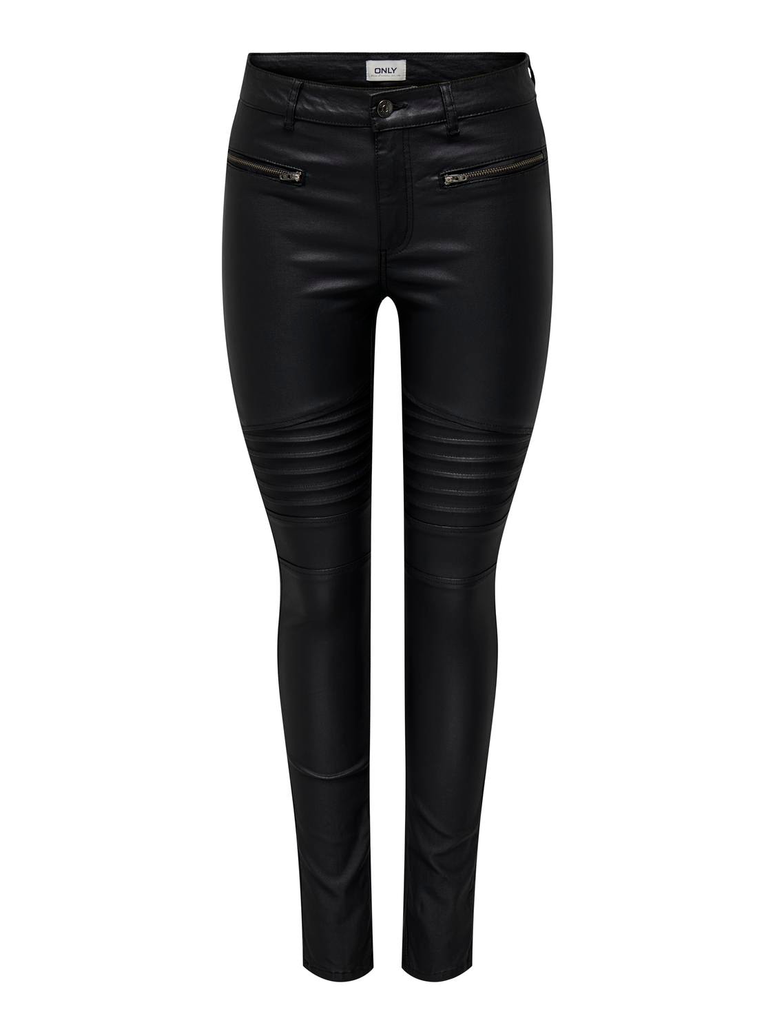 ONLY Lederimitathose "ONLBINY-NYA MW COATED ZIP PANT PNT", mit Biker Detail günstig online kaufen