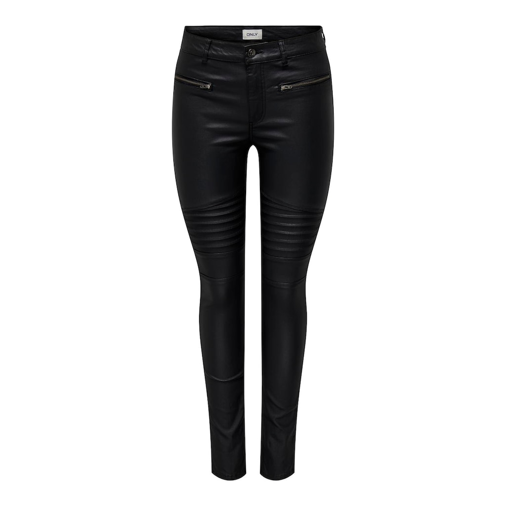 ONLY Lederimitathose »ONLBINY-NYA MW COATED ZIP PANT PNT«, mit Biker Details