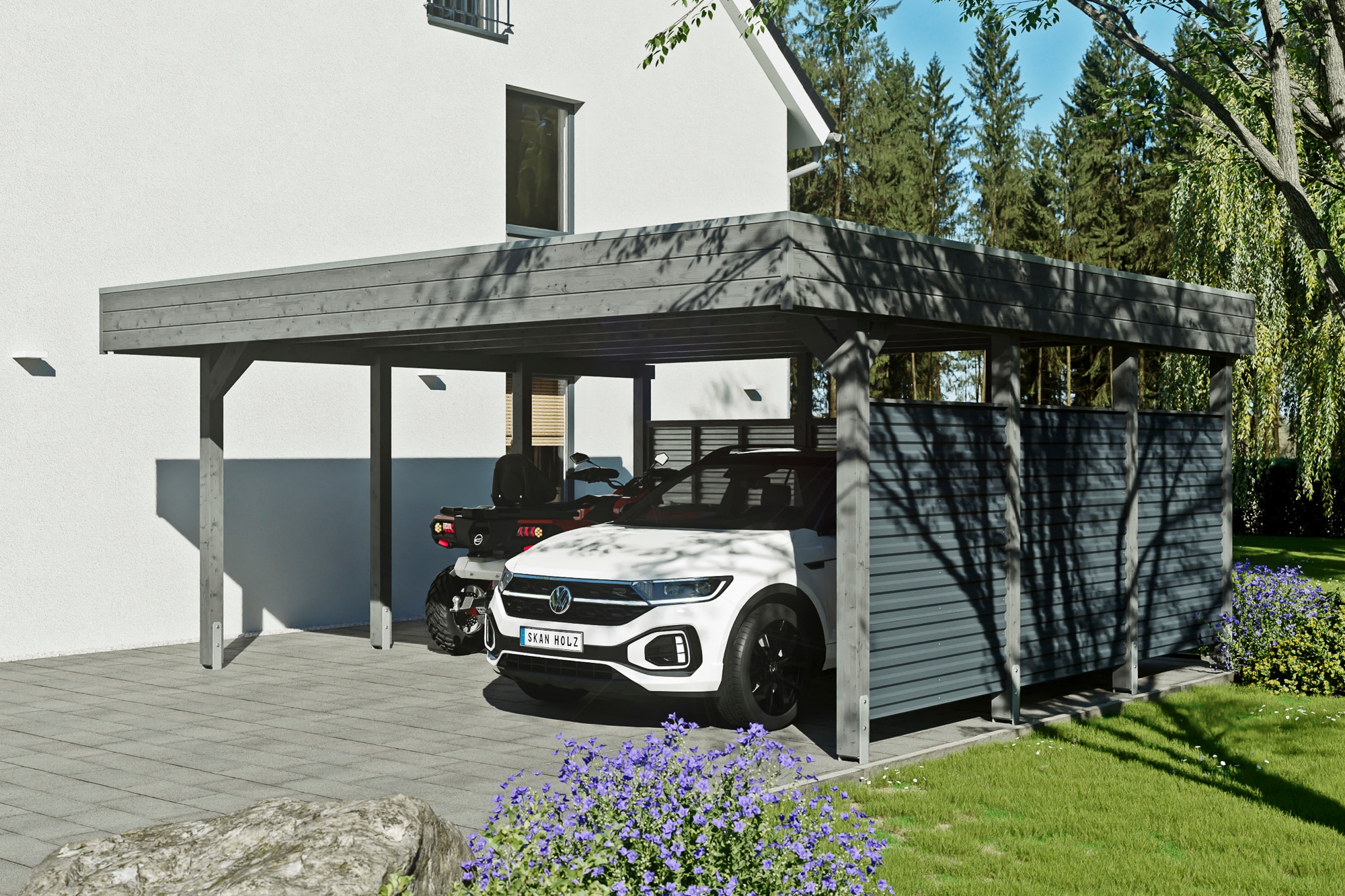 Skanholz Doppelcarport »Friesland Set 13«, Holz, 514 cm, Schiefergrau
