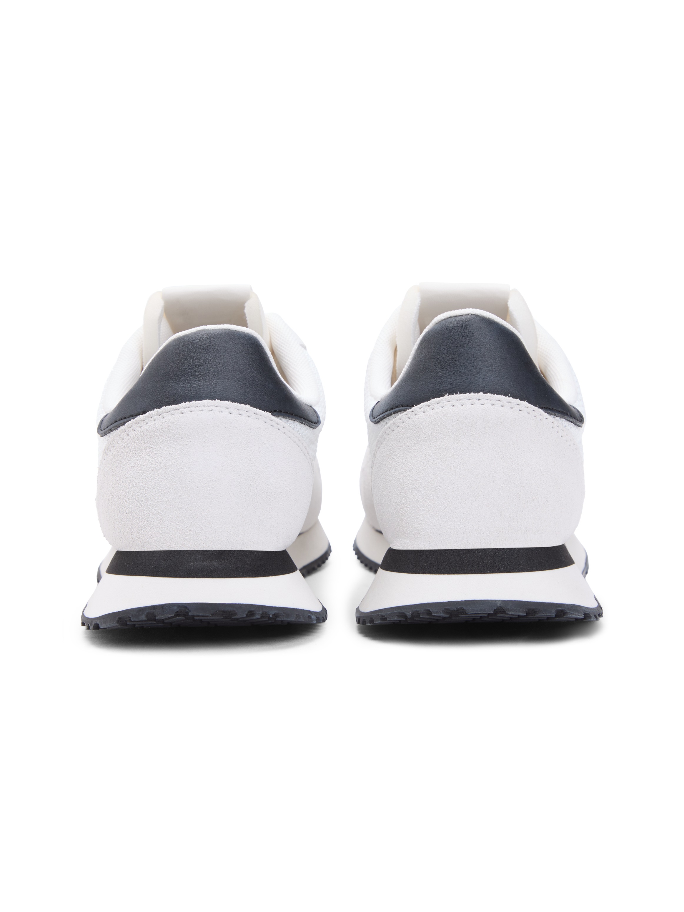 Sneaker TOMMY JEANS "TJM EVA RUNNER LEATHER", Herren, Gr. 46, ecru, schwarz, Textil, Veloursleder, kontrastfarbene Details, Schuhe Sneaker, Freizeitschuh, Halbschuh, Schnürschuh mit seitlicher Logoflagge 2