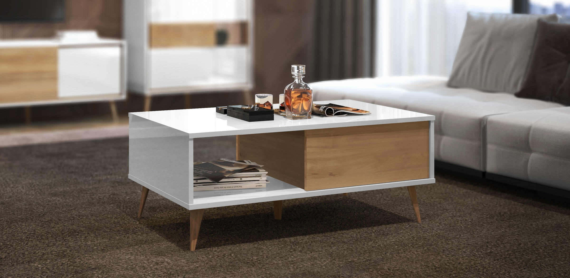 Home affaire Couchtisch "Vida" (H/B/T): 43/111/60cm, UV lackiert, kratzfest günstig online kaufen