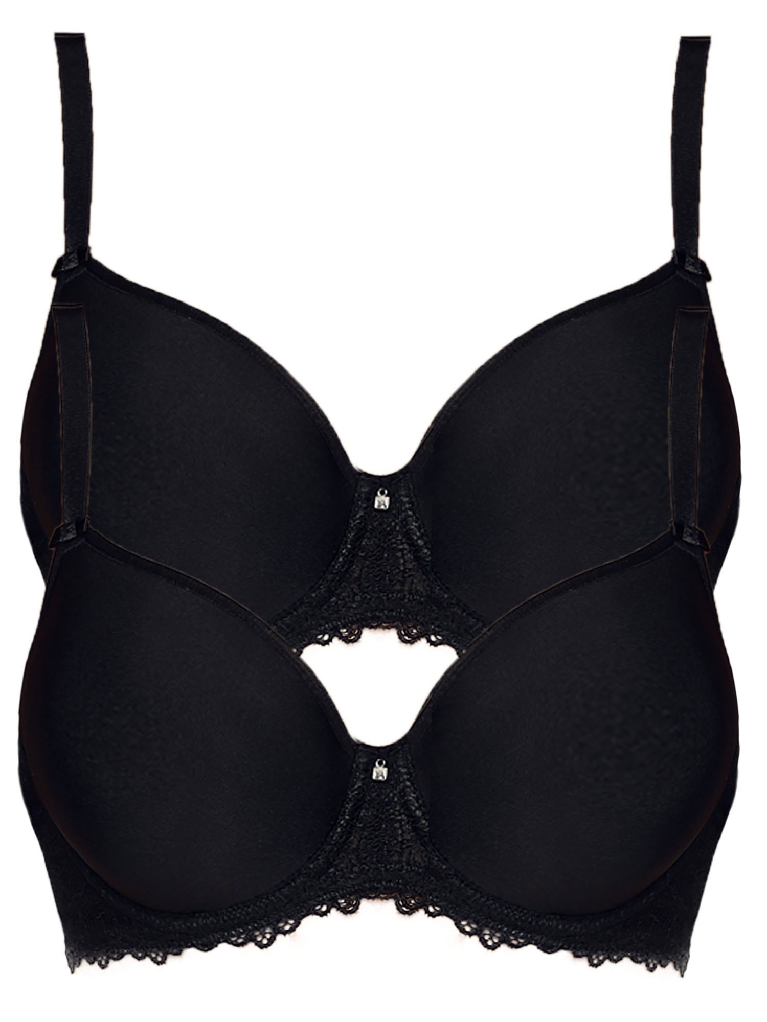 VIANIA Damen T-Shirt-BH "2er Pack Spacer Bügel BH Leni", Gr. 80, schwarz, Stoff, Obermaterial: 46% Polyamid PA. 45% Polyester PES. 9% Elasthan EL.,