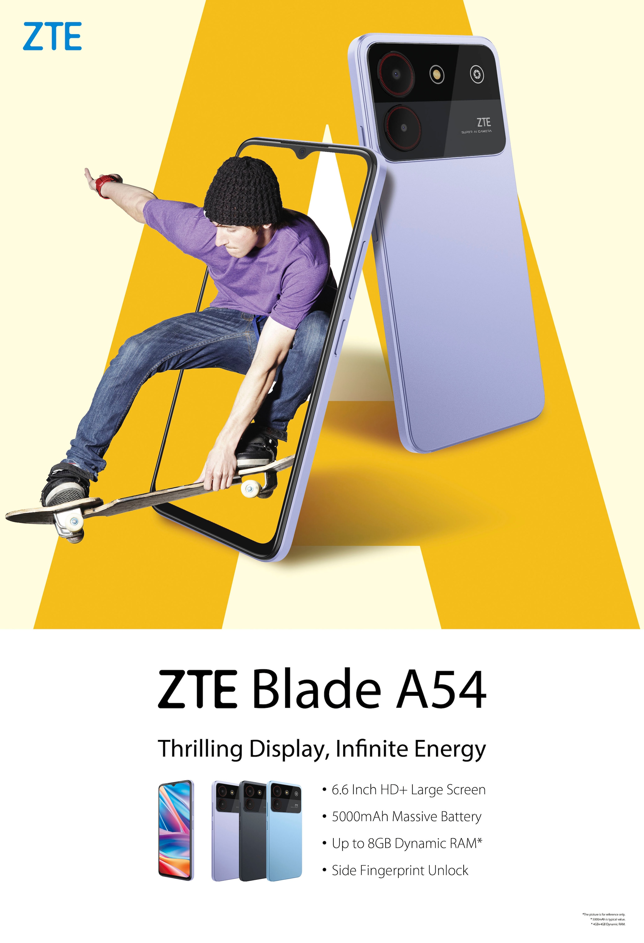ZTE Smartphone »Blade A54«, blau, 16,76 cm/6,6 Zoll, 64 GB Speicherplatz, 13 MP Kamera