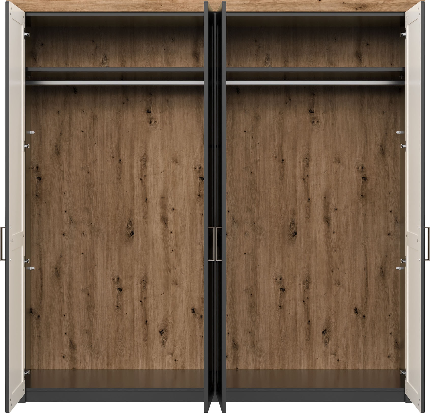 set one by Musterring Kleiderschrank »York Schlafen«, (1 St.), mit Holztüren und Kranz in Eiche, versch. Breiten, Höhe 207 x T60cm