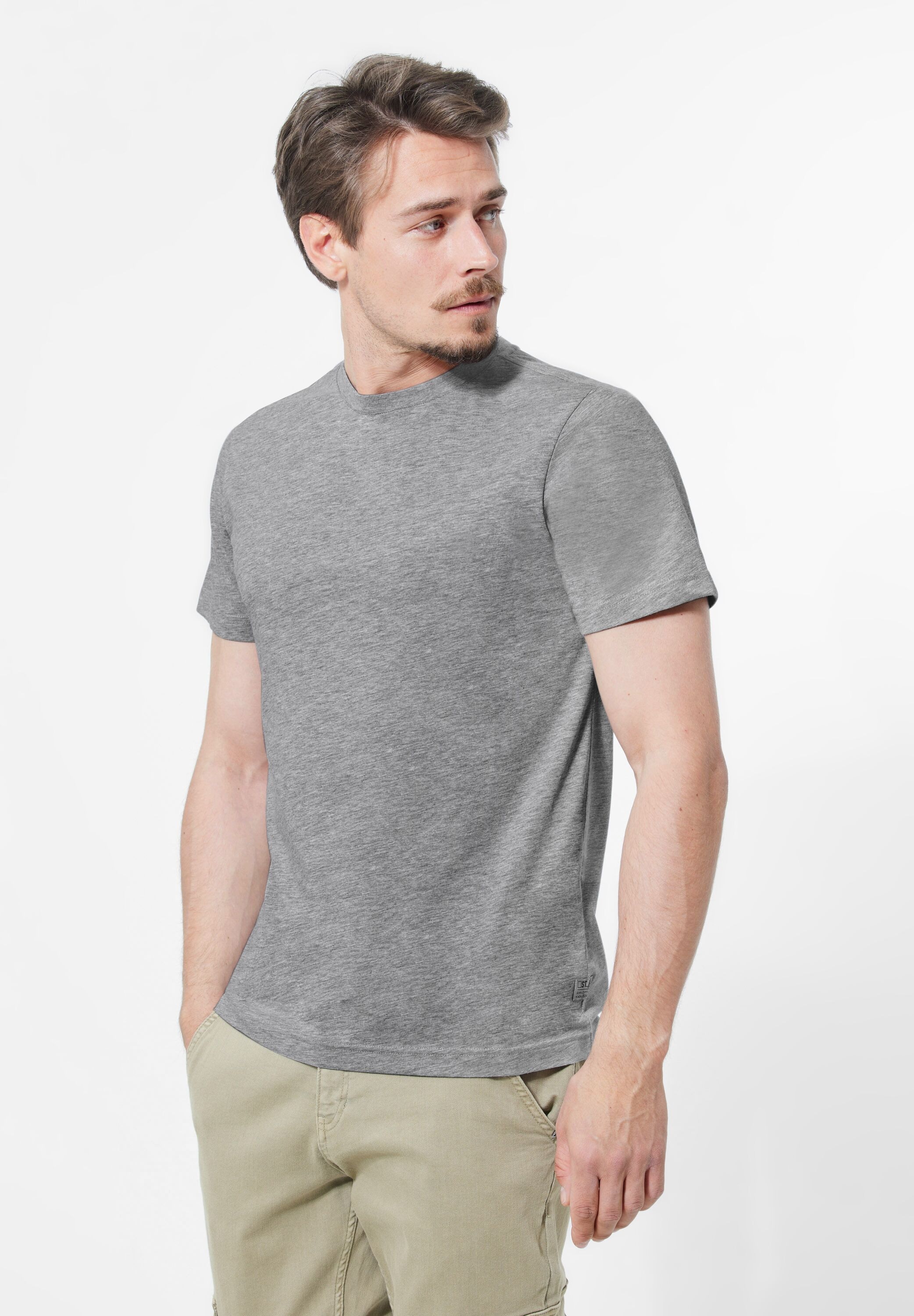 STREET ONE MEN T-Shirt, in Melange Optik günstig online kaufen