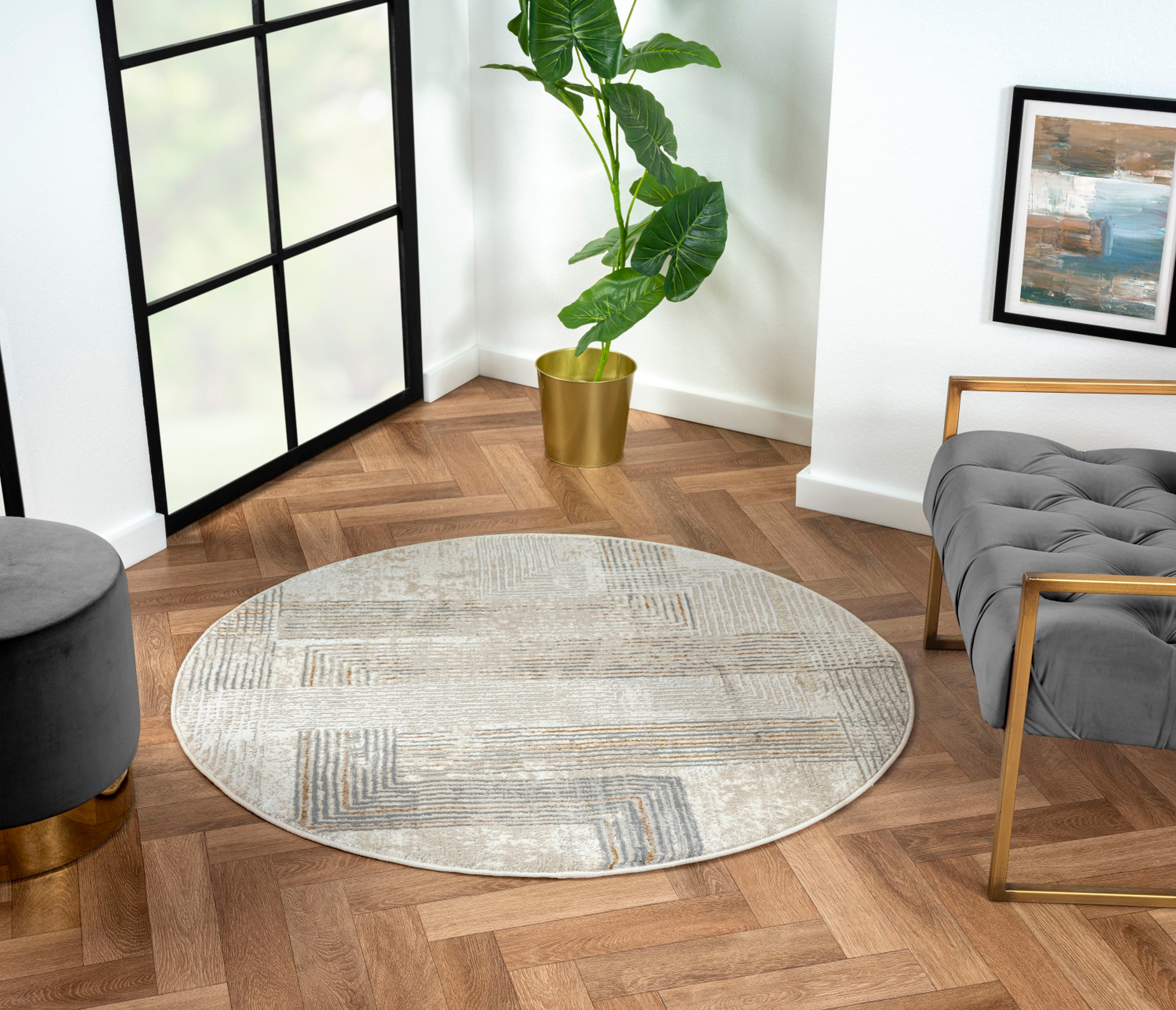 Myflair Möbel & Accessoires Teppich "My Way" rund 10 mm Höhe Kurzflor, Retr günstig online kaufen