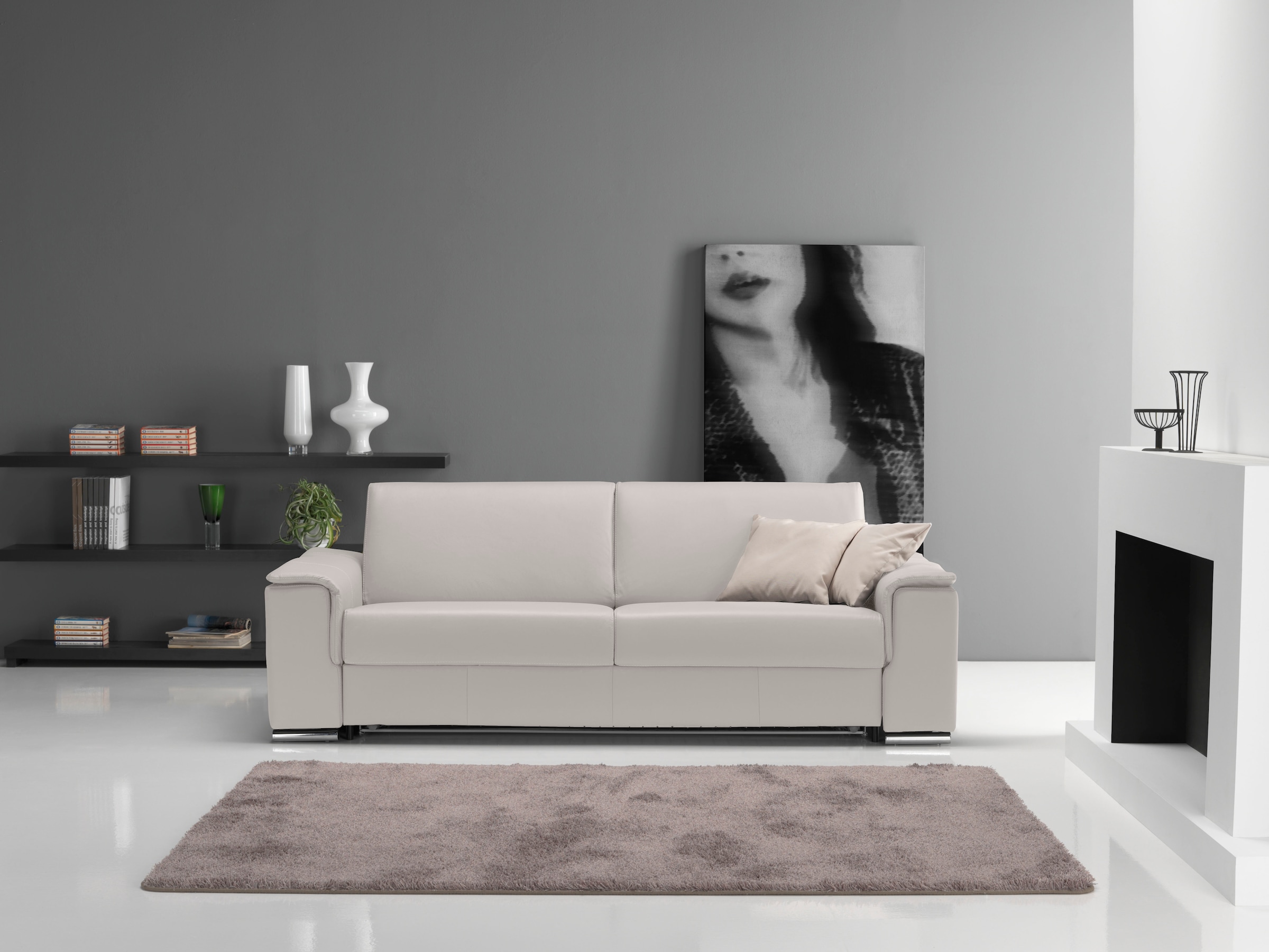 Egoitaliano 2,5-Sitzer "Cecilia, modern & elegant, erstklassiger Sitzkomfort, Breite 234cm" mit verchromten Metallfüßen