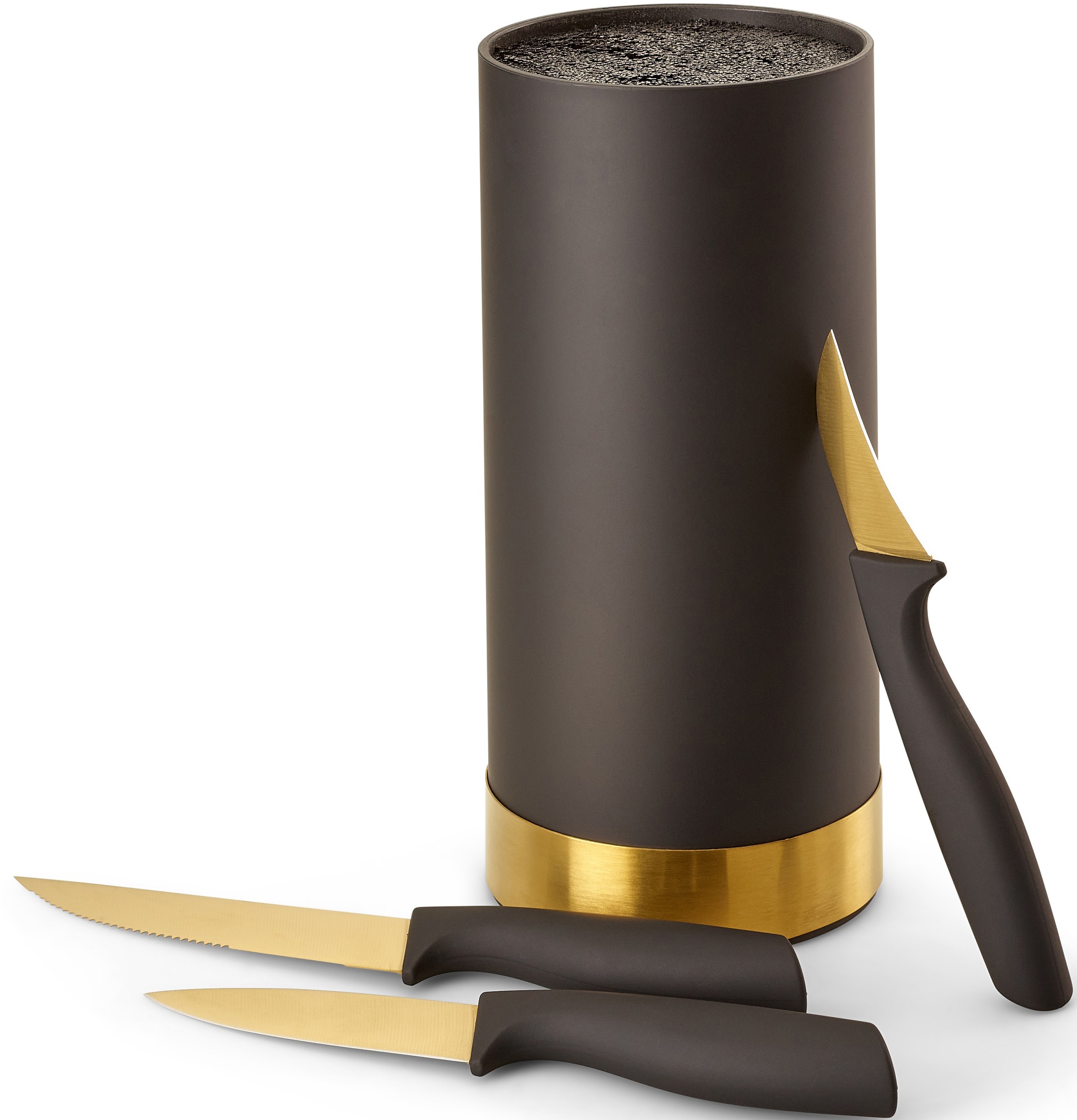 ECHTWERK Messerblock, 4 tlg., Messer Set 4tlg mit Borsteneinsatz 11 cm x 22 cm, inkl. 3 Kochmessern