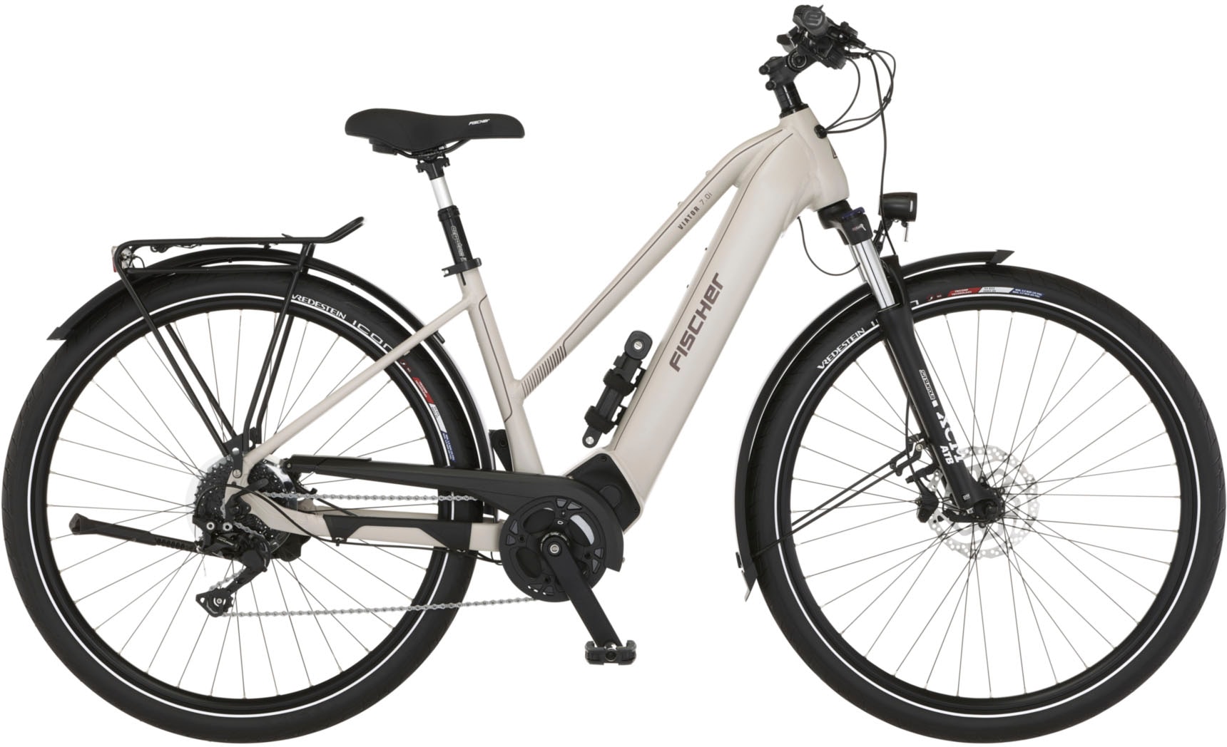 FISCHER Fahrrad E-Bike "VIATOR 7.0i Damen", 10 Gang, Shimano, Deore, Mittelmotor 250 W, (mit Faltschloss), Pedelec, Elek