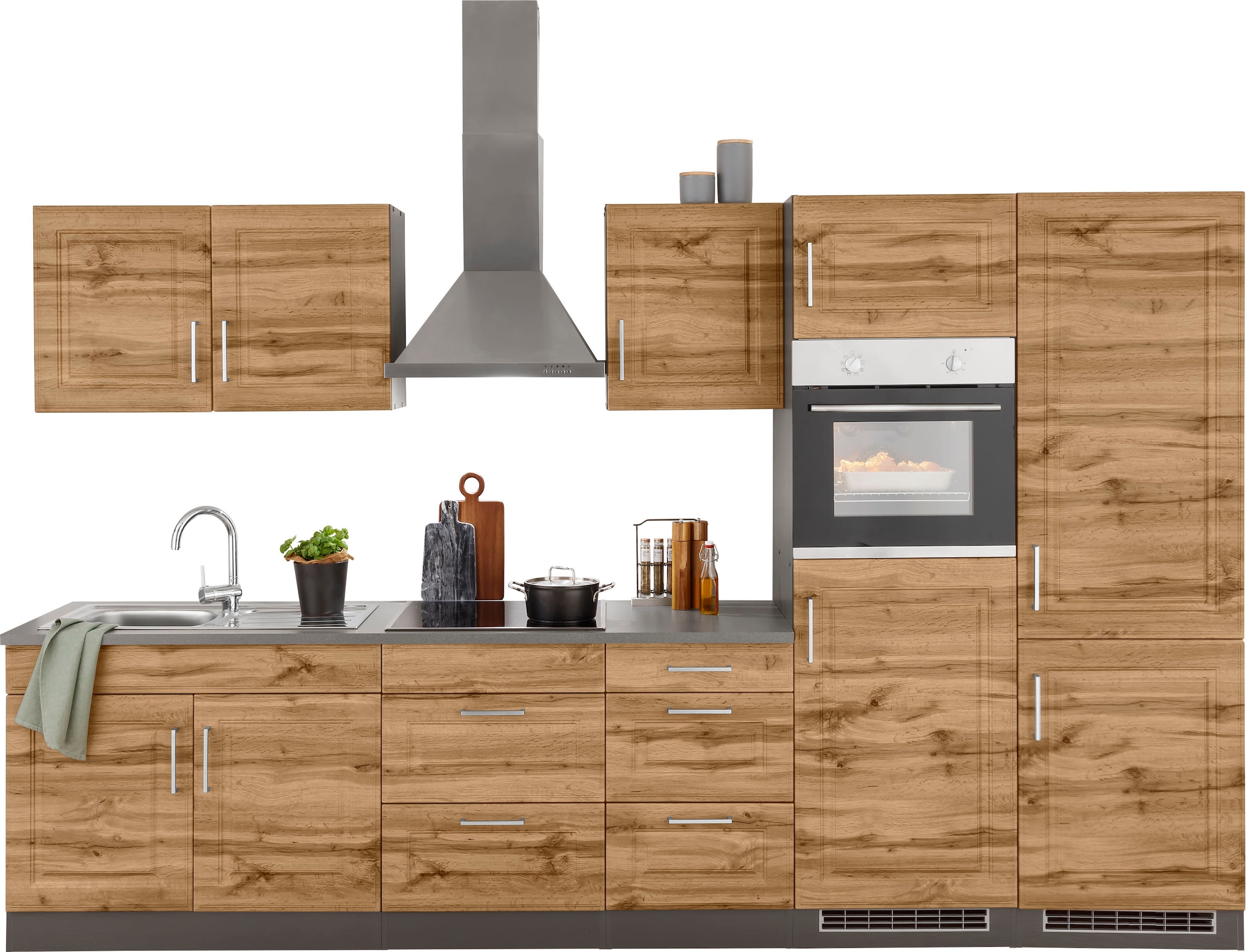 HELD MÖBEL Küchenzeile "Stockholm", Breite 330 cm, mit hochwertigen MDF Fro günstig online kaufen
