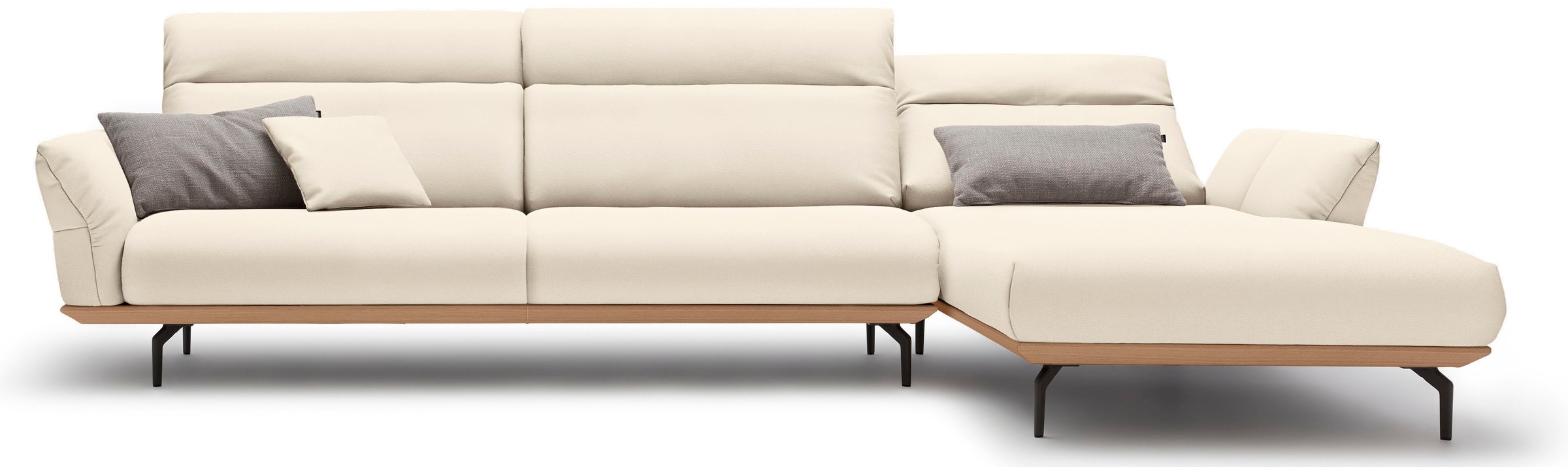 Creation BY ROLF BENZ Ecksofa »CR.460«, Sockel in Eiche, Winkelfüße in Umbragrau, Breite 338 cm