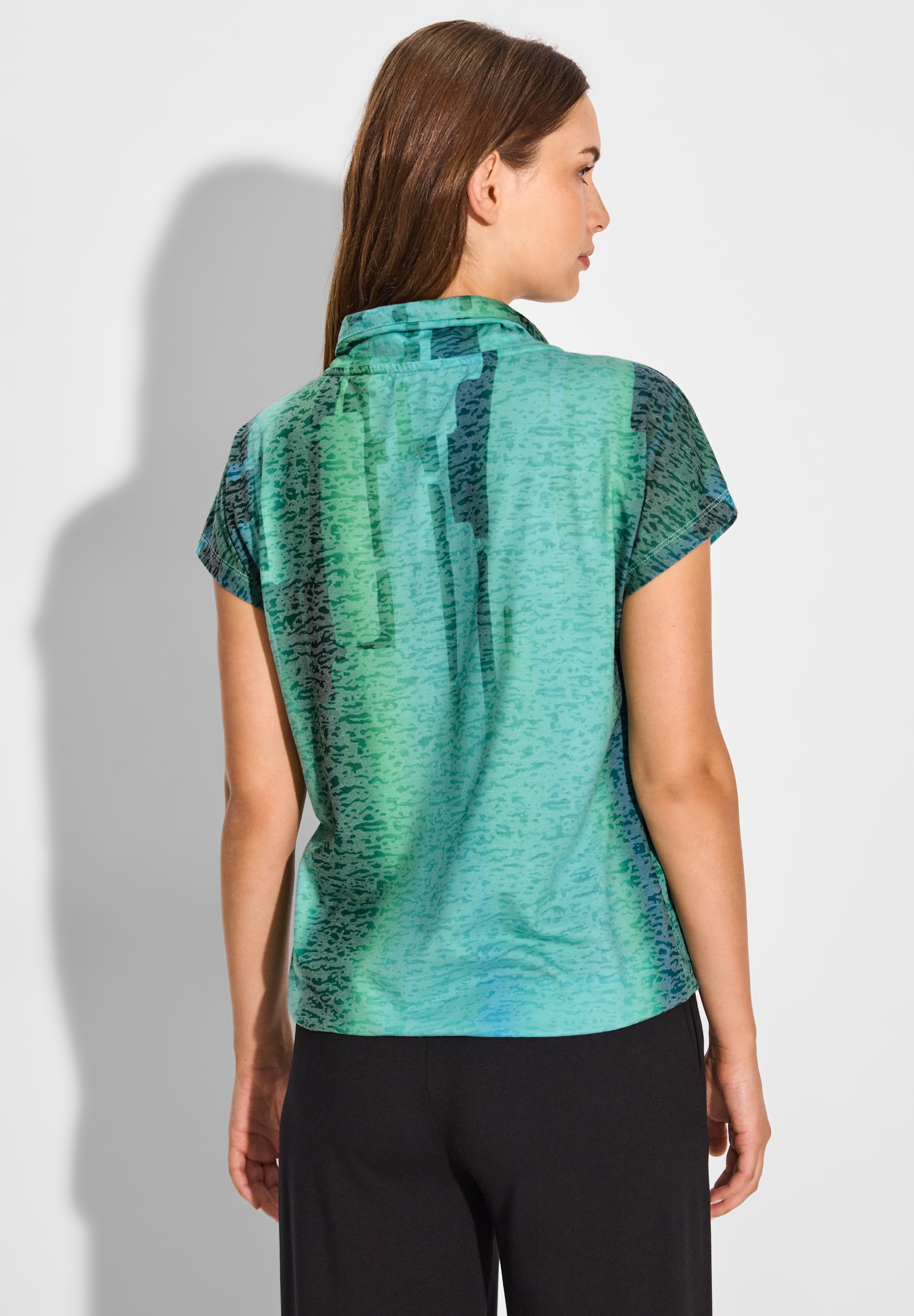 Cecil Print-Shirt, mit Tunnelzugband am Kragen