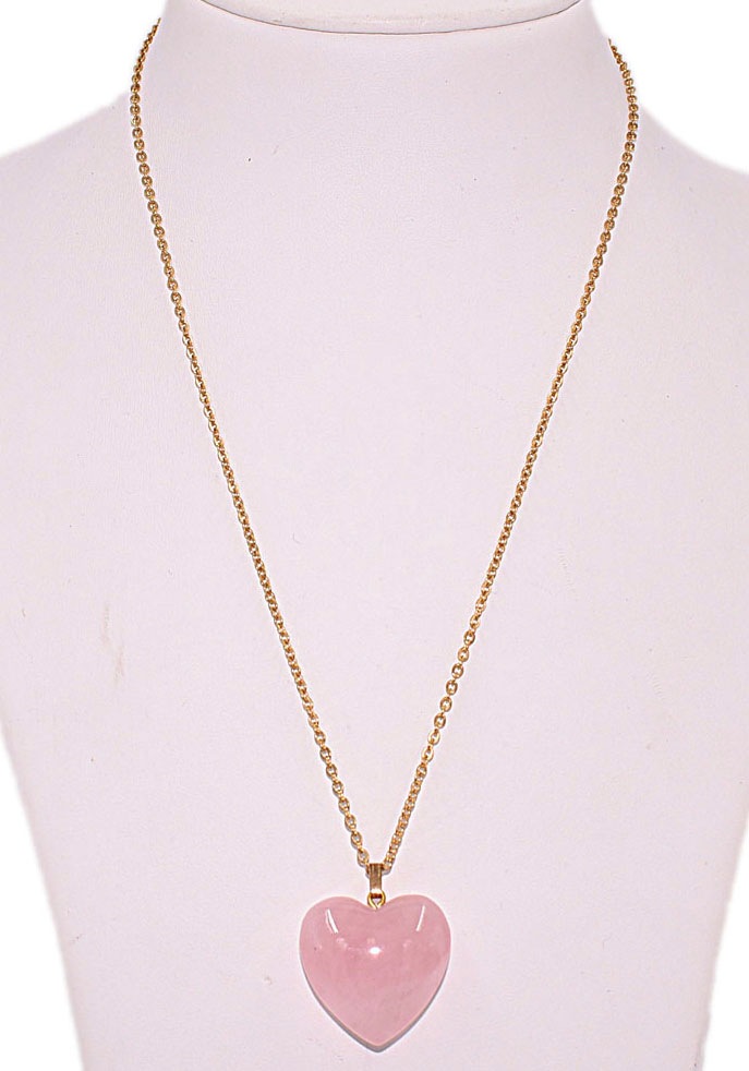 Kette mit Anhänger FIRETTI "Halskette Schmuck Geschenk Herz "LIEBE", bunt (gelbgoldfarben, rosa), Halsketten, Damen, Edelstahl, L: 55 B: 2mm, Made in Germany - mit Rosenquarz, B:2mm 2