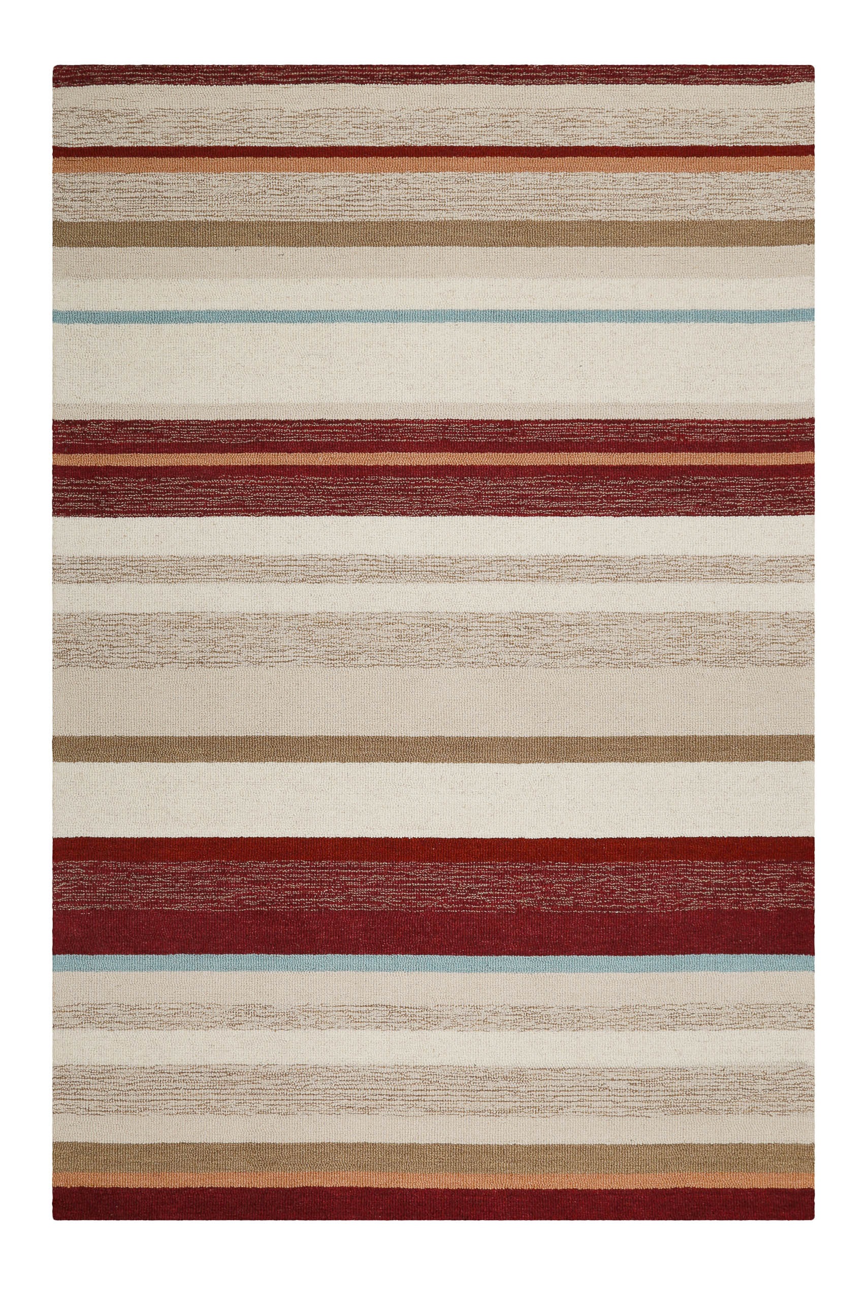 Thumbnail - Wecon home Teppich "Sally" rechteckig 7 mm Höhe handgefertigt, gestreift, pflegeleicht, Wolle, Wohnzimmer, Esszimmer