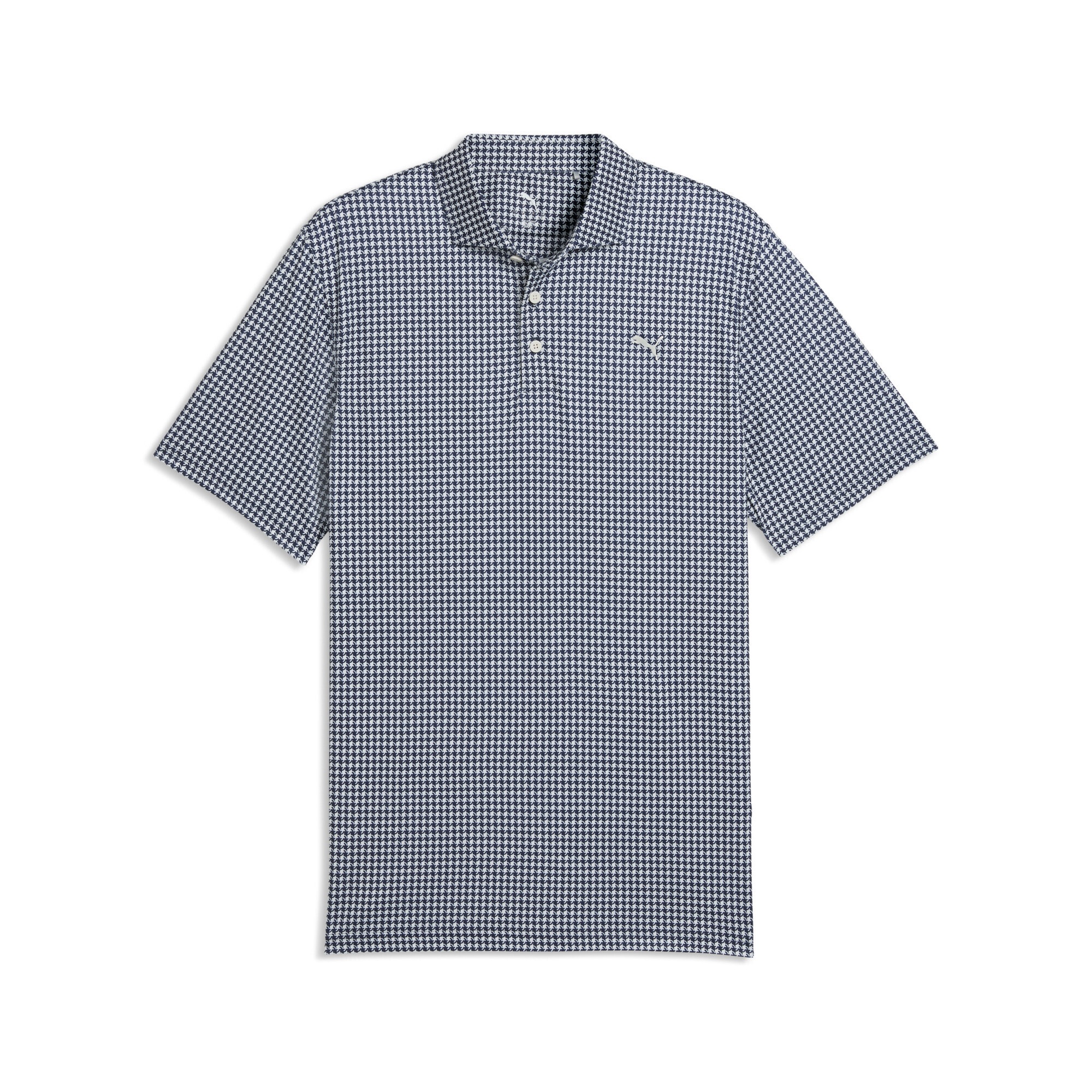 Poloshirt PUMA "CLOUDSPUN Mono Check Golfpolo Herren", Herren, Gr. XXL, weiß glow deep navy blau, Obermaterial: 6% Elasthan, 94% Polyester, bedruckt, regular fit, Shirts