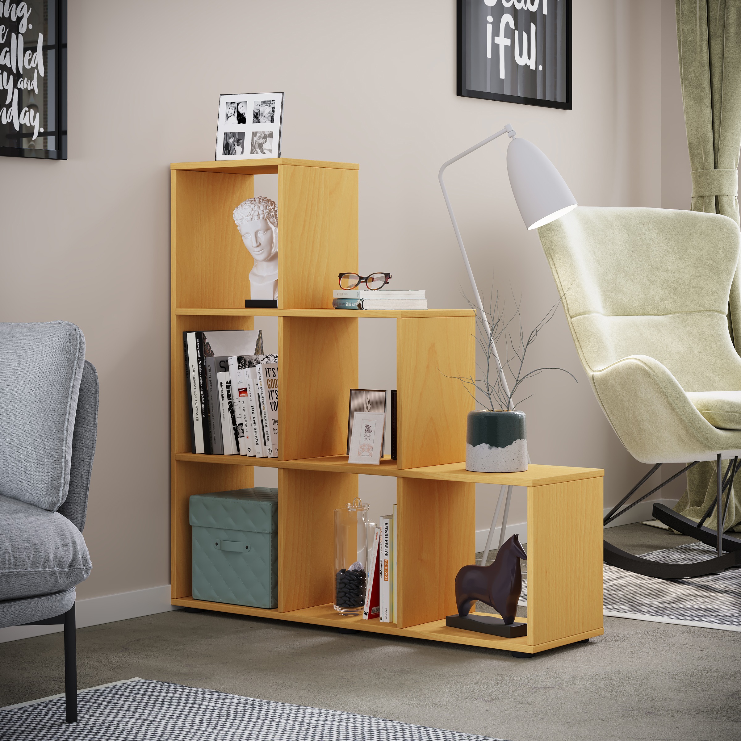 VCM Standregal »Holz Stand Treppenregal Regal 6 Fächer Nitas«