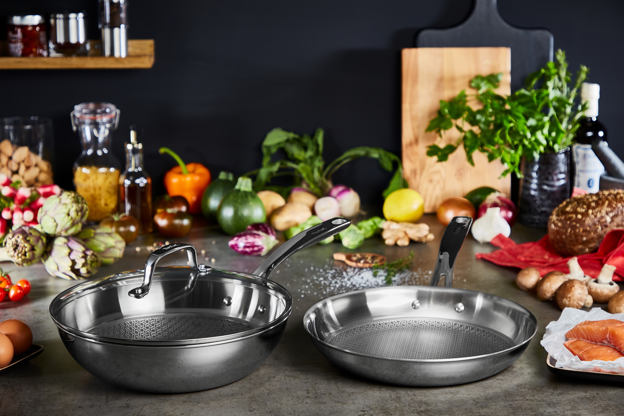 Tefal Wok »Eternal«, Edelstahl 18/10, (1 tlg.), Triply3-Schicht-Material,  Mesh-Beschichtung, alle Herdarten, Induktion bestellen | BAUR