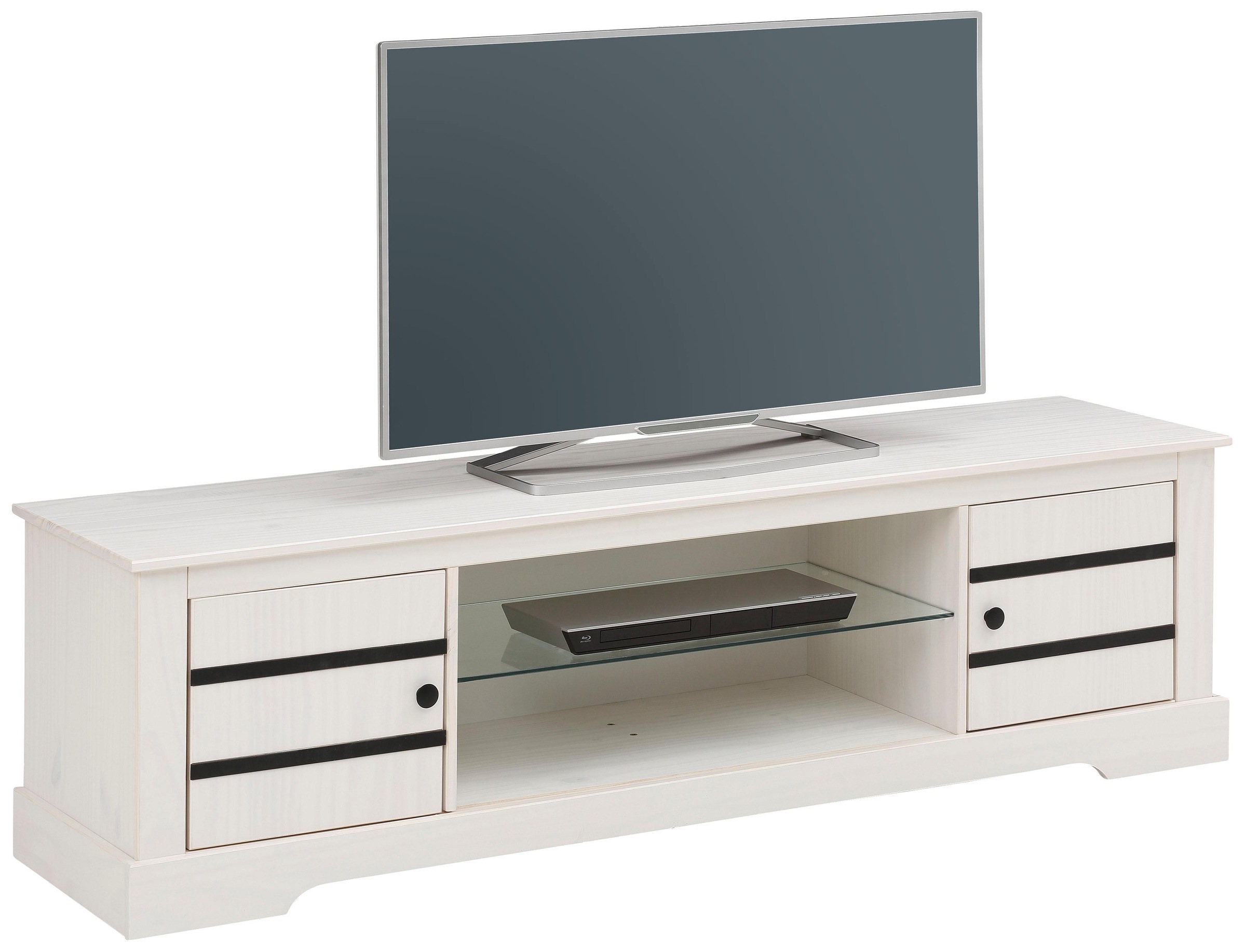 OTTO home Lowboard Kommode aus massivem Kiefernholz, mit Glasboden, Breite günstig online kaufen