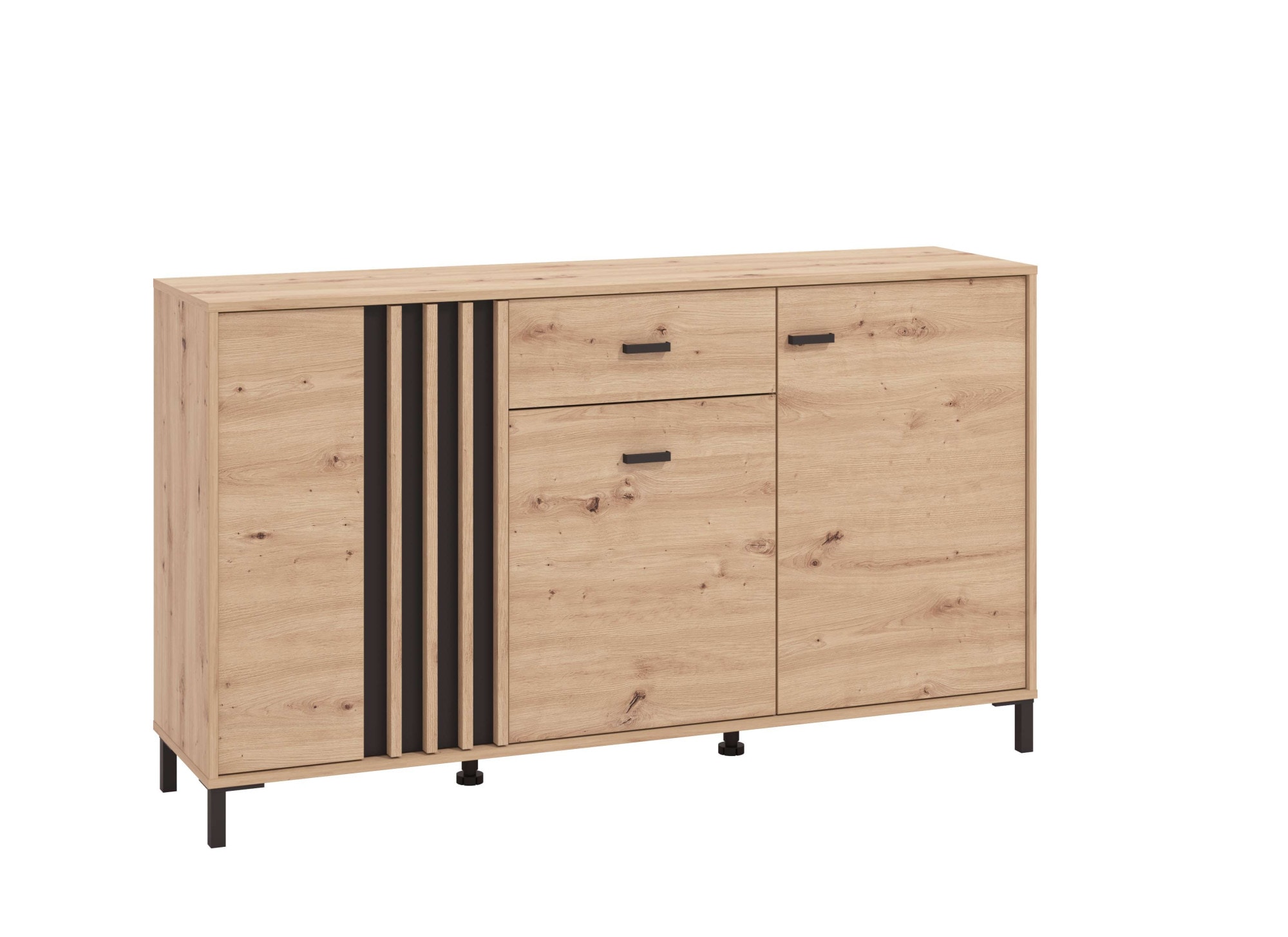 Home affaire Sideboard »LAVAL, Kommode, Kombikommode, Anrichte, Schrank« Modernes Sideboard in Artisan, 3 Türen & 1 Schublade, Lamellen-Optik