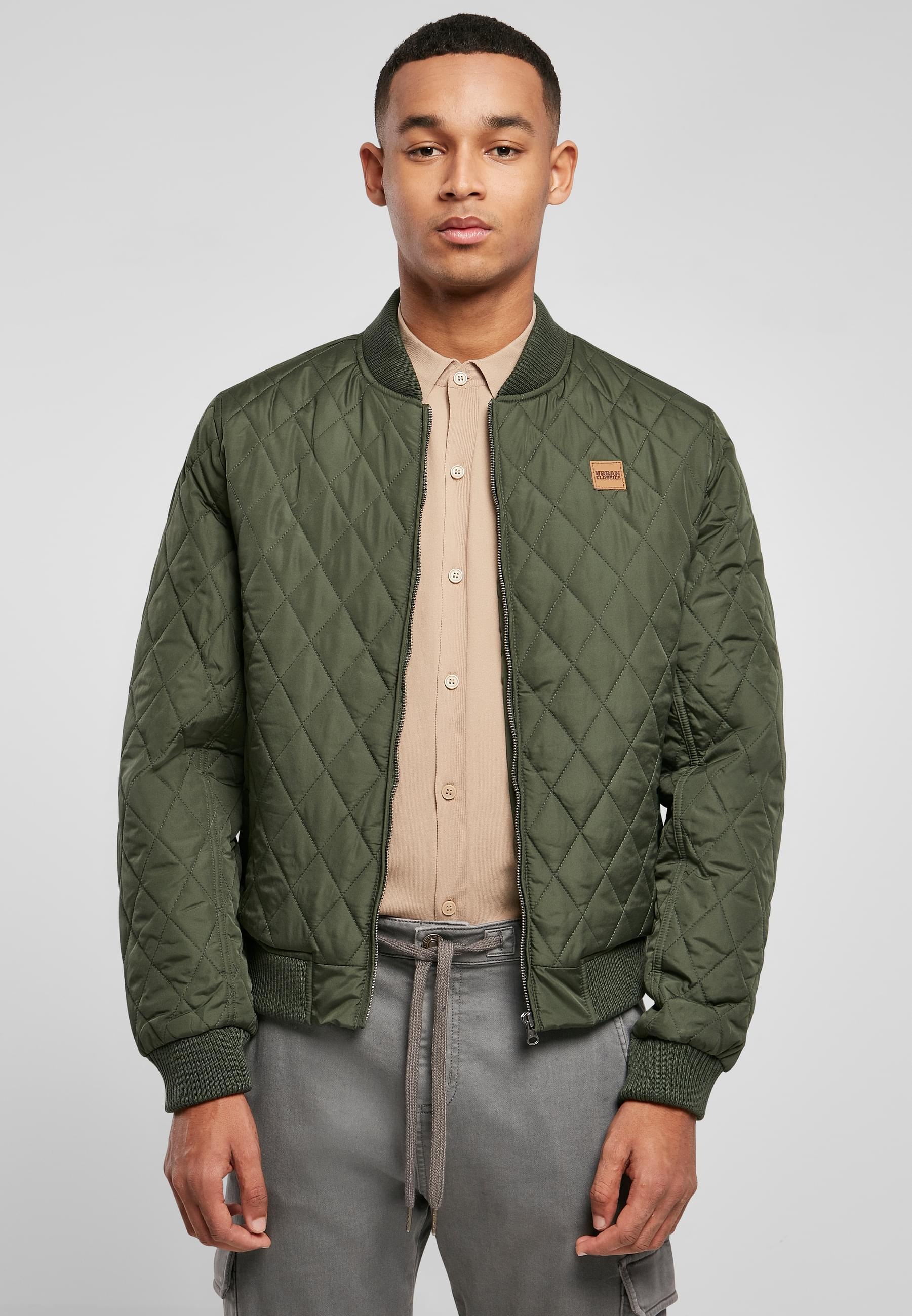 URBAN CLASSICS Allwetterjacke »Urban Classics Herren Diamond Quilt Nylon Jacket«, (1 St.), ohne Kapuze