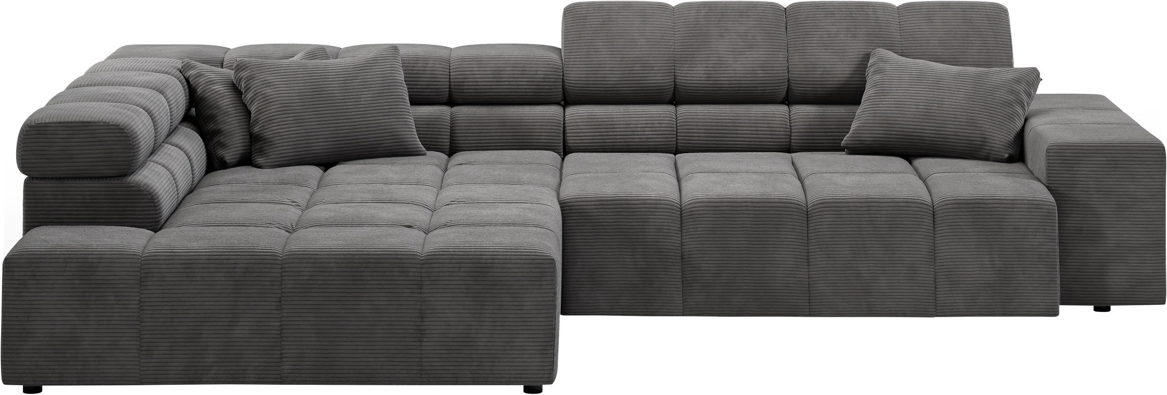 Home affaire Ecksofa "Ancona, Ecksofa, incl. Kopfteilverstellung, Breite 319 cm, L-Form" wahlweise motorische Sitztiefenverstellung, auch in Cord + Easy Care