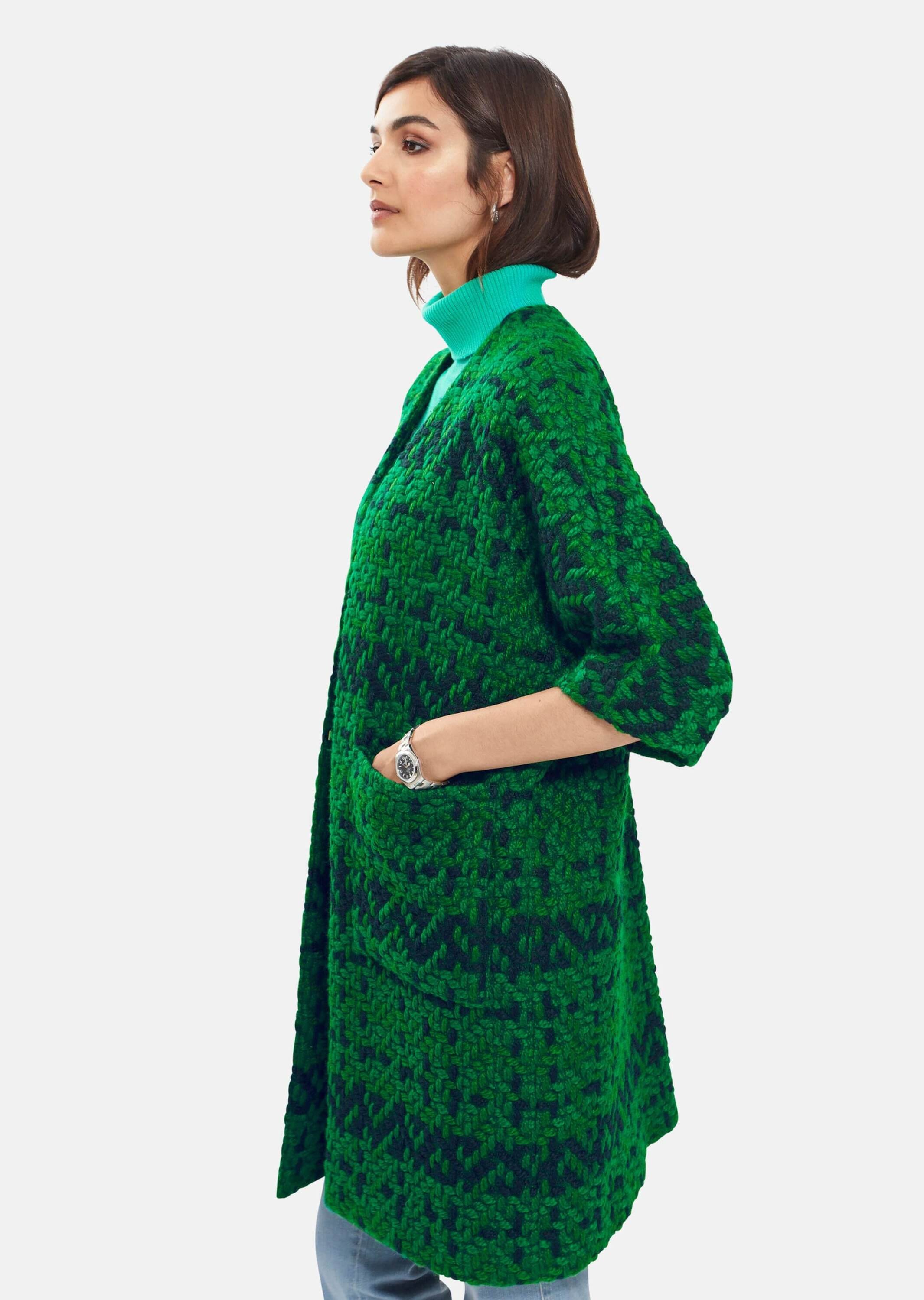 MADELEINE Outdoorjacke »Jacke Longjacke aus grob strukturiertem Multicolor-Jacquard«