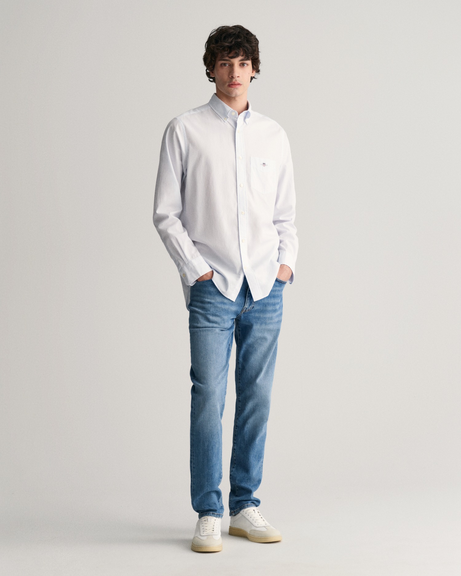 Gant Langarmhemd »REG POPLIN BANKER SHIRT«, Banker Stripe Popeline, leichte Baumwolle