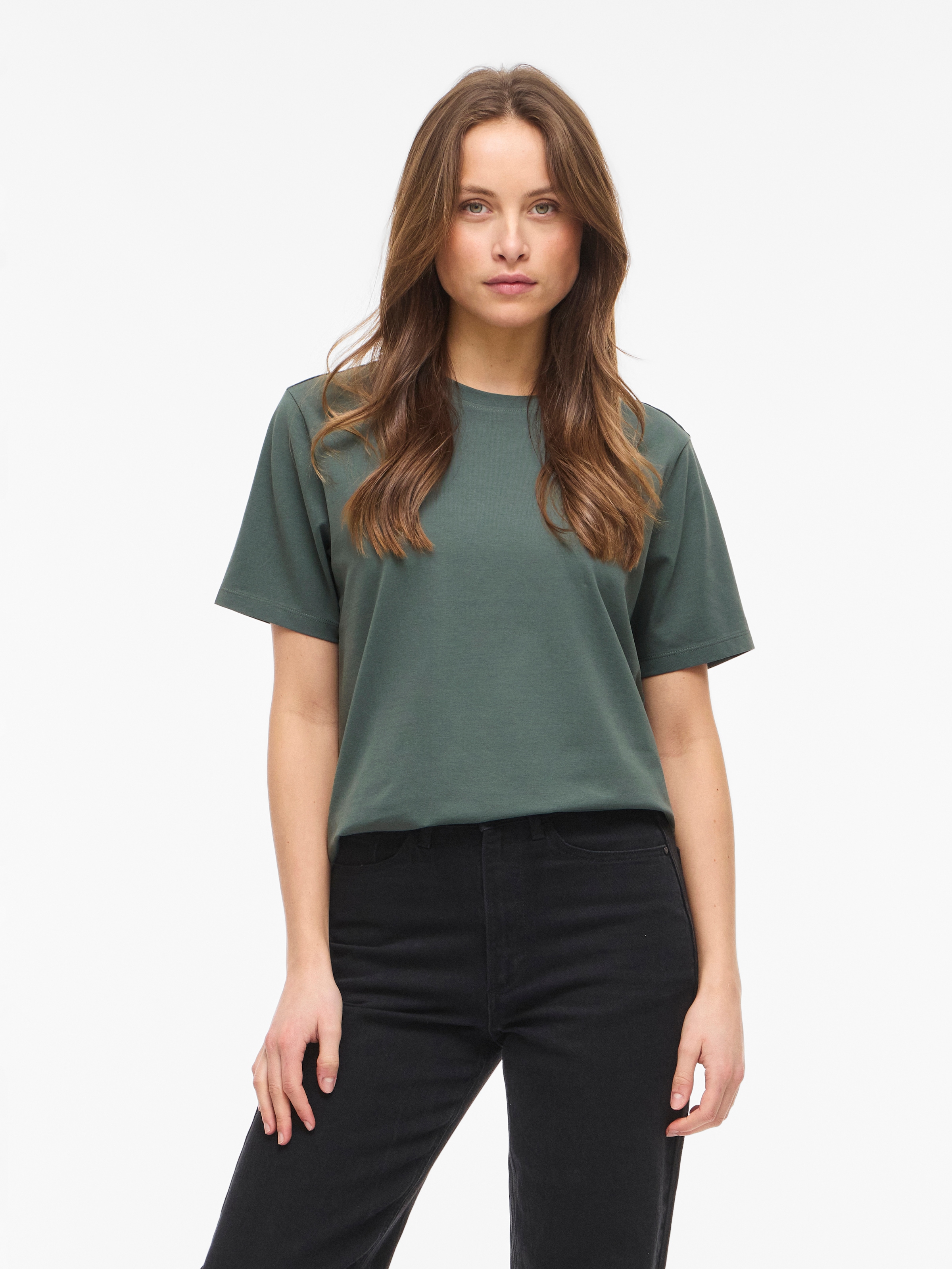 Vila "VINORA S/S T-SHIRT - NOOS" Baumwollmischung, regular fit