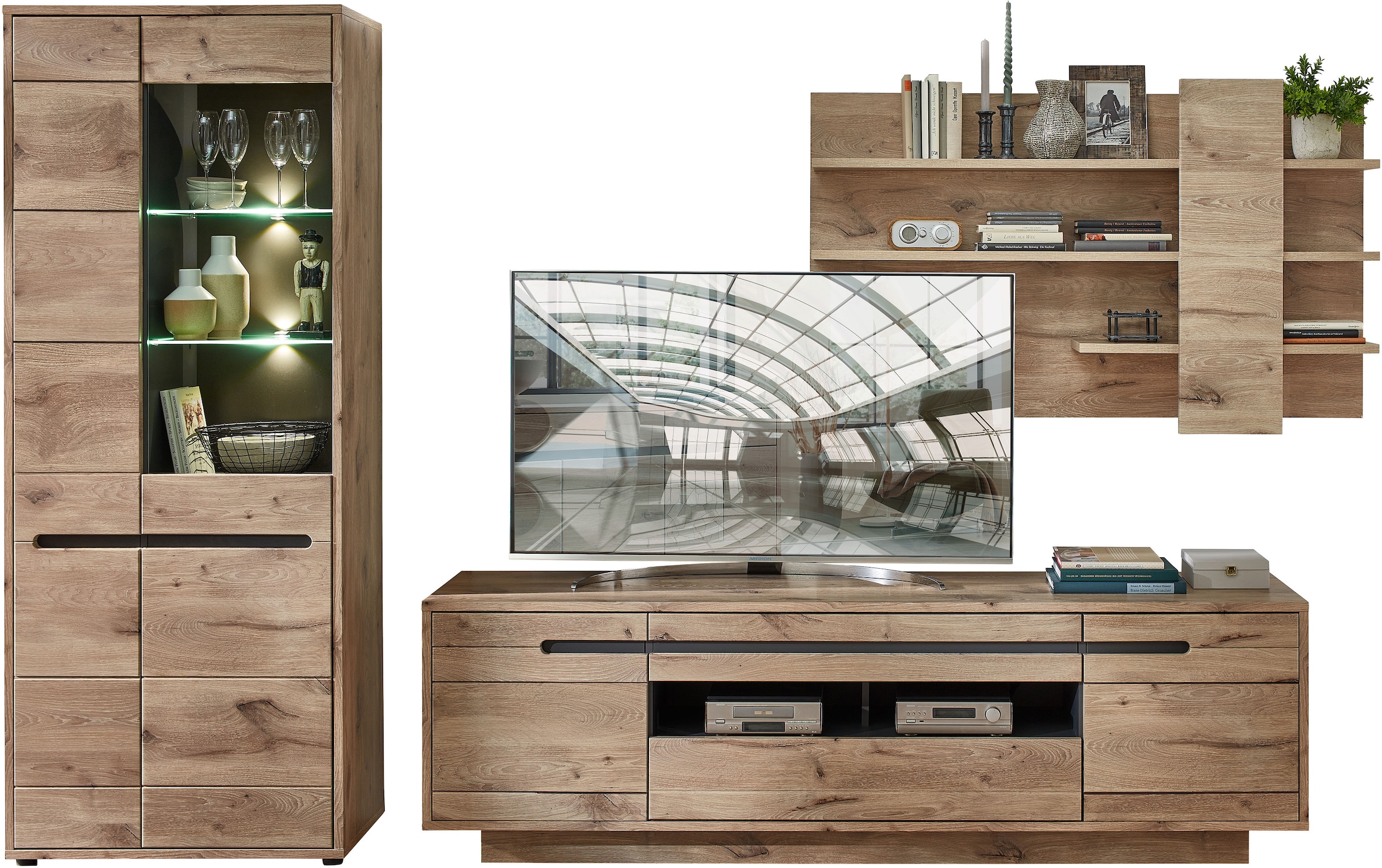 Innostyle Wohnwand »BELLANO«, (Komplett-Set, 3 St.), inkl. LED-Beleuchtung