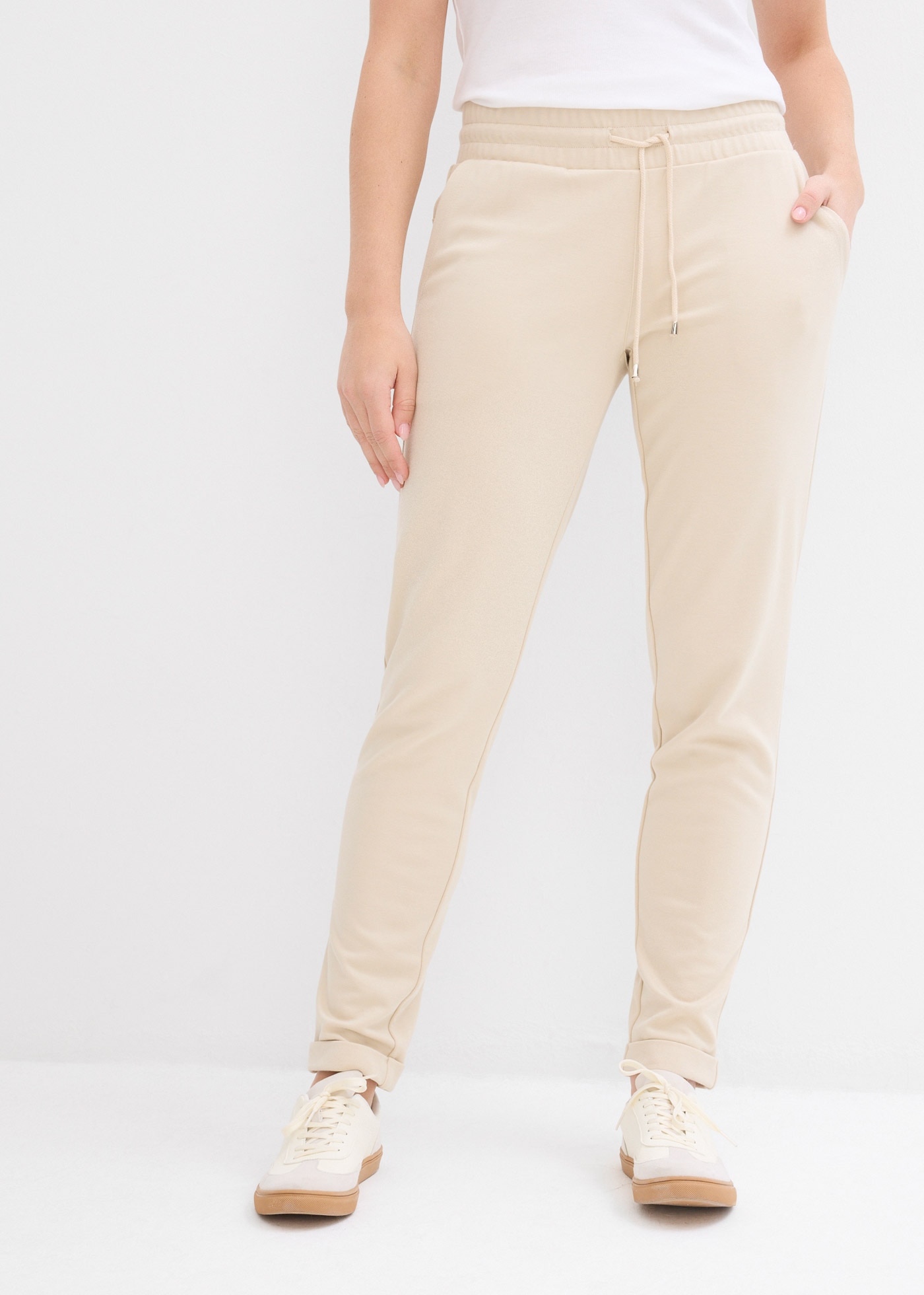 bonprix Jerseyhose aus Viskose, Polyester und Elasthan, mit Bequembund und Kordelzug