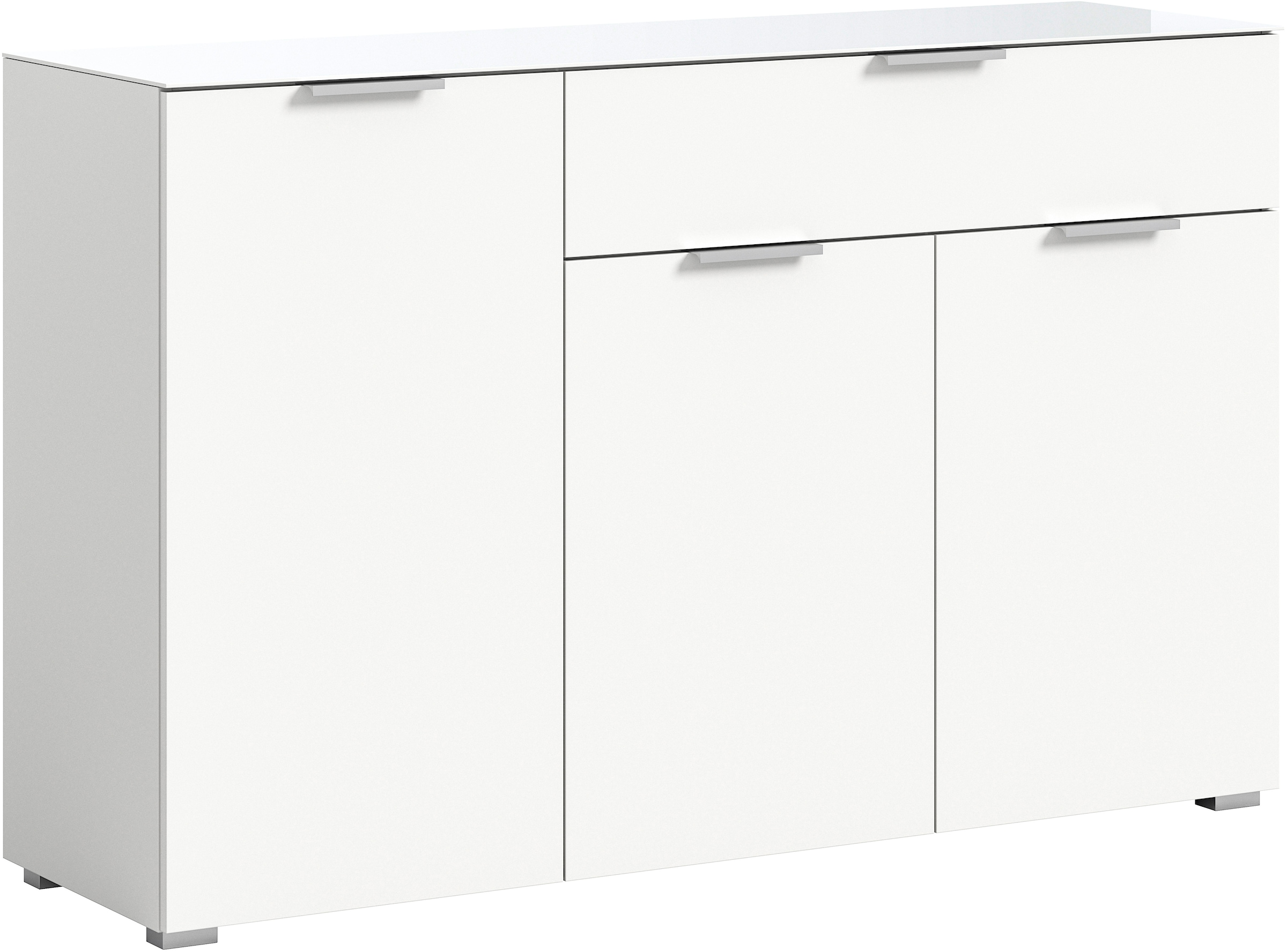 INOSIGN Sideboard »Raio, Breite 135 cm, 3 Türen, 1 Schubkasten, Oberboden mit Glasplatte«, Anrichte, Kommode, Schrank