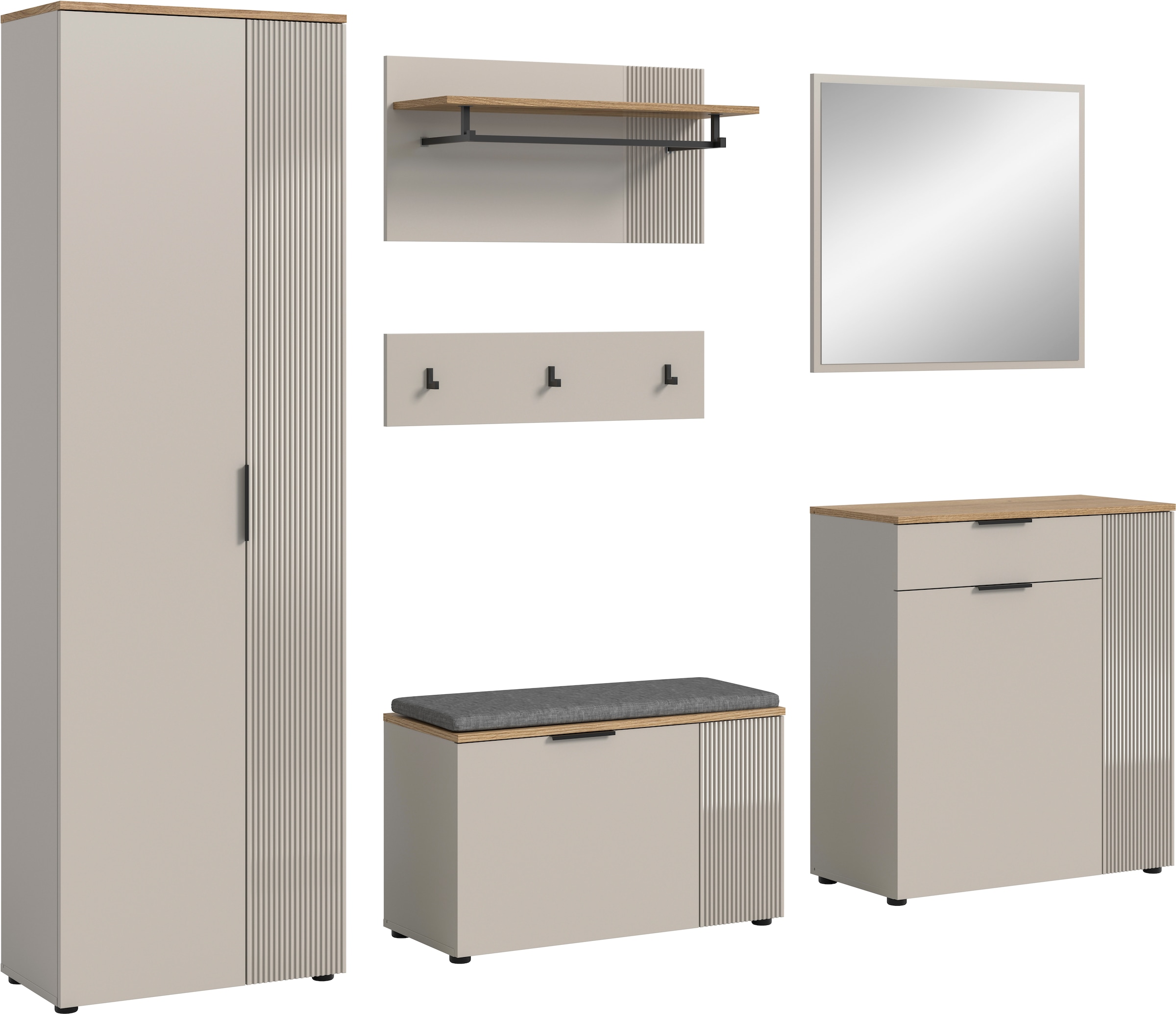 Home affaire Garderoben-Set "EDIL, Breite 250 cm, 6-teilig, Front mit hochw günstig online kaufen