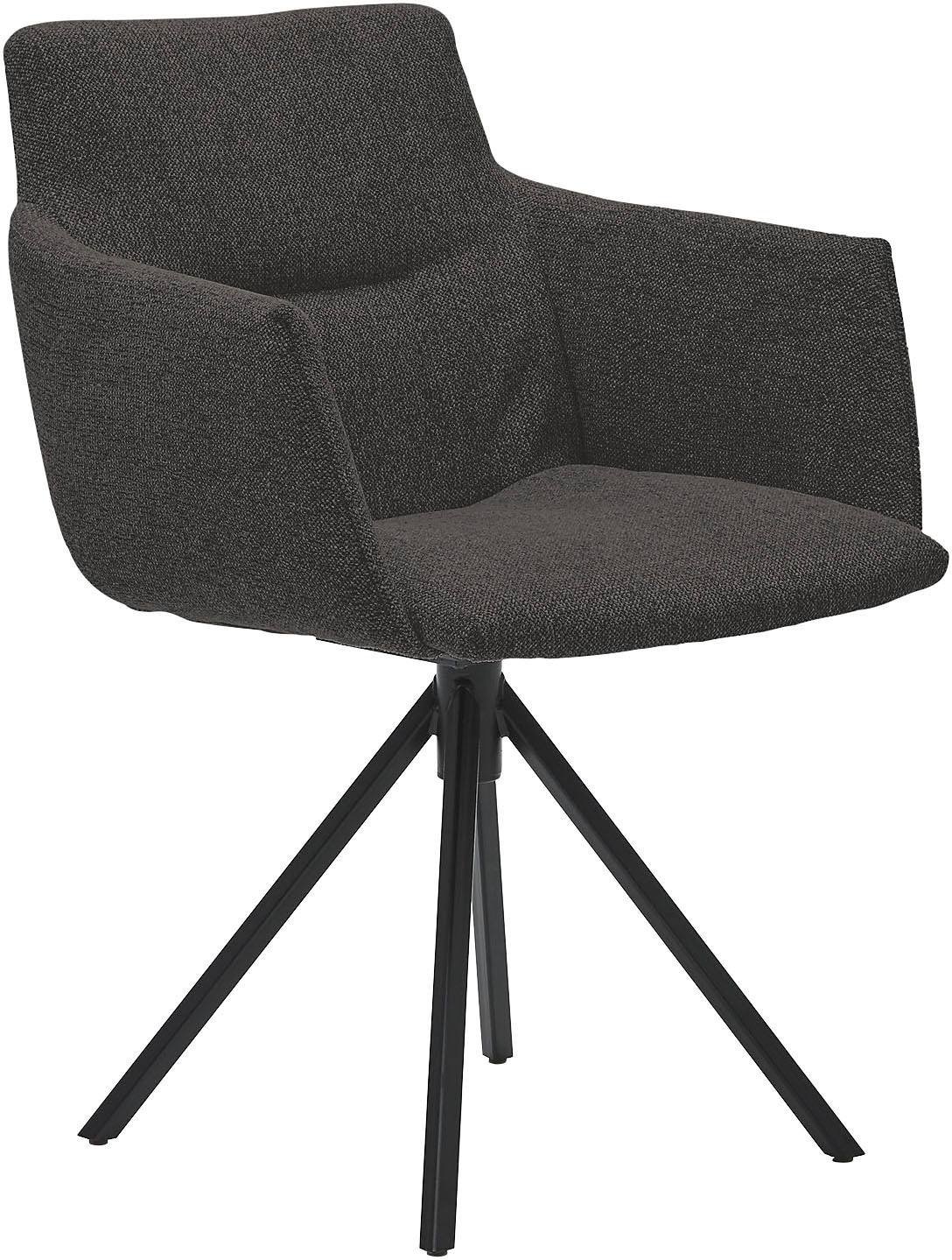 Polsterstuhl MUSTERRING "JustB SP500", grau (anthrazit), 1 Stk., Flachgewebe, drehbar inkl. Rückholfeder, Stühle, Polsterstuhl, mit Armlehne, wahlweise mit Drehfunktion, Stativgestell in schwarz