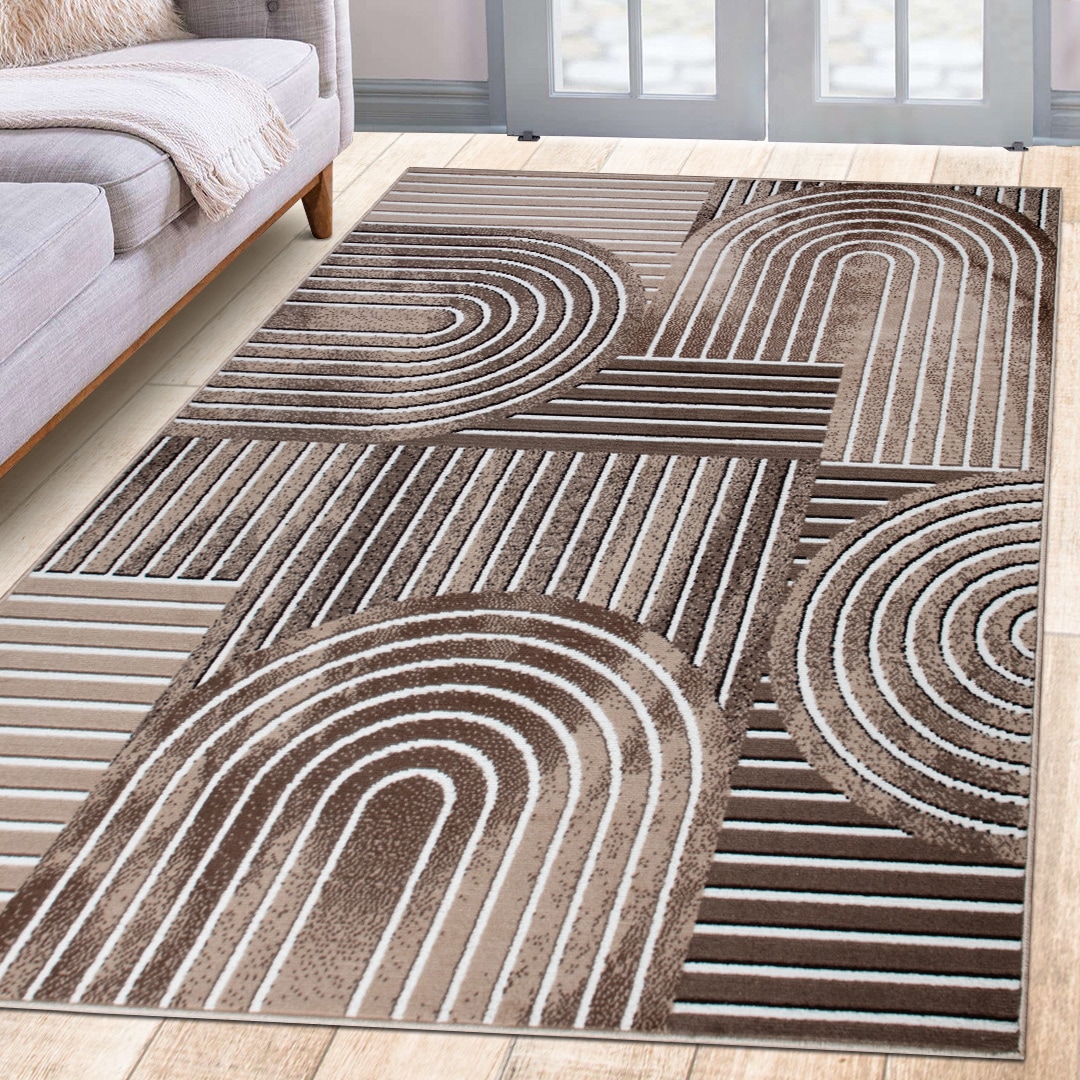 Teppich OTTO HOME "Lysandra" Gr. 2, beige (sand), B:80cm H:8mm L:150cm, Kunstfaser, Teppiche, Teppich, 3D-Effekt, softer Kurzflor, pflegeleicht, leichter Glanz, Scandi-Look