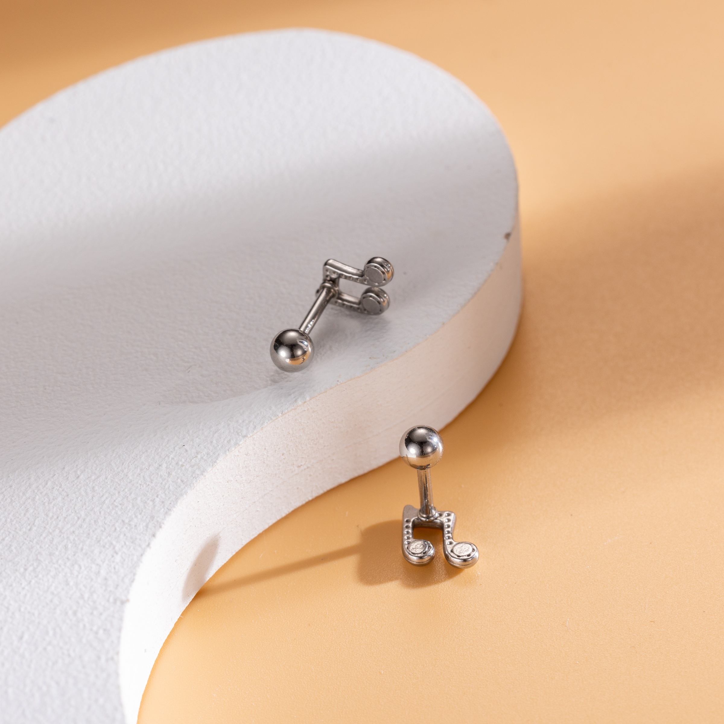 Firetti Music Notes Stud Earrings Steel Color 2