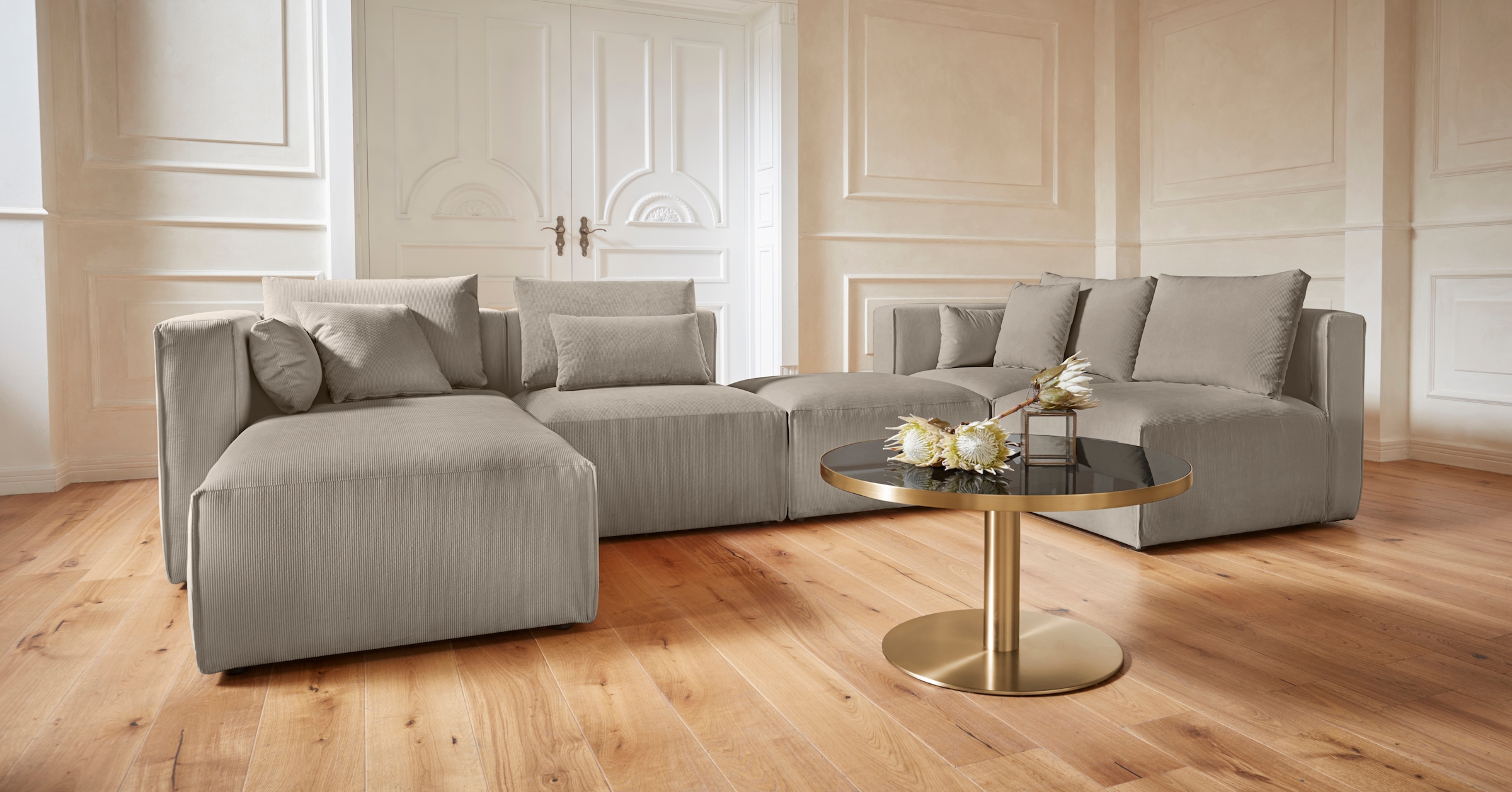 Home affaire Wohnlandschaft "Comfine U-Form", zusammengesetzt aus Modulen, günstig online kaufen