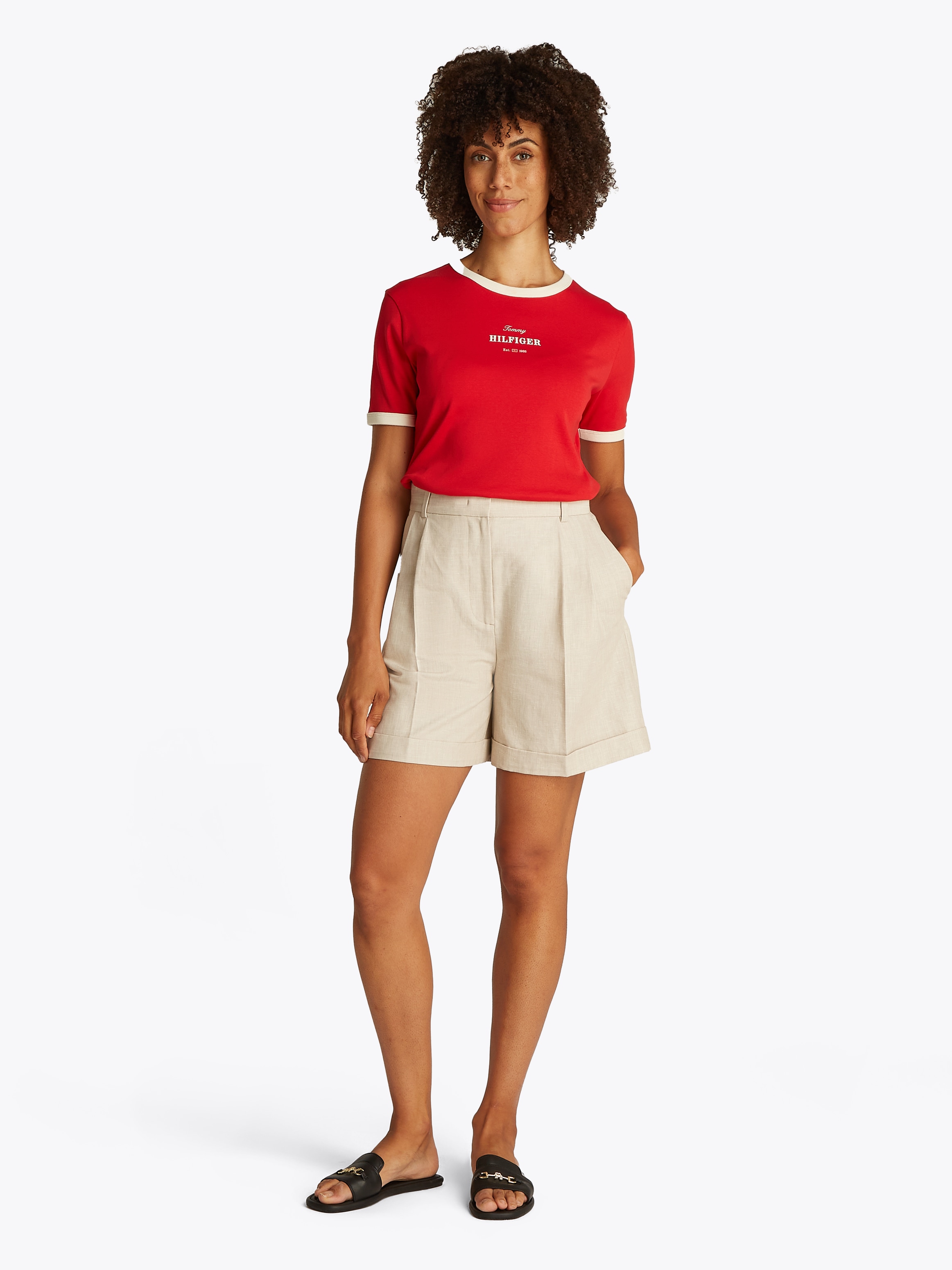 Tommy Hilfiger Shorts »LINEN MIX PLEATED SHORT«, mit Falten,kühlendes Premium Leinen