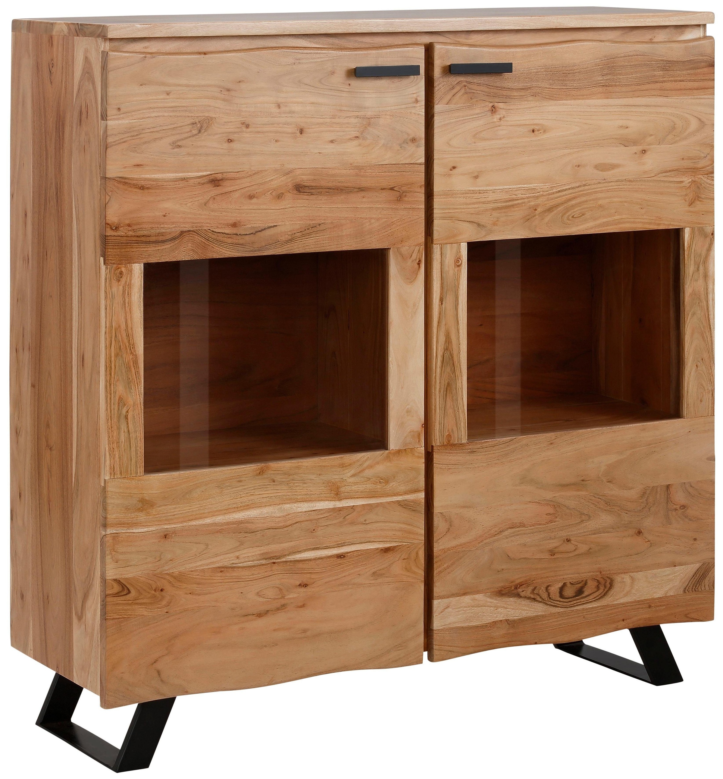 Quadrato Highboard »Cantu«, Höhe: 135cm, massives Akazienholz mit geschwungener Baumkante