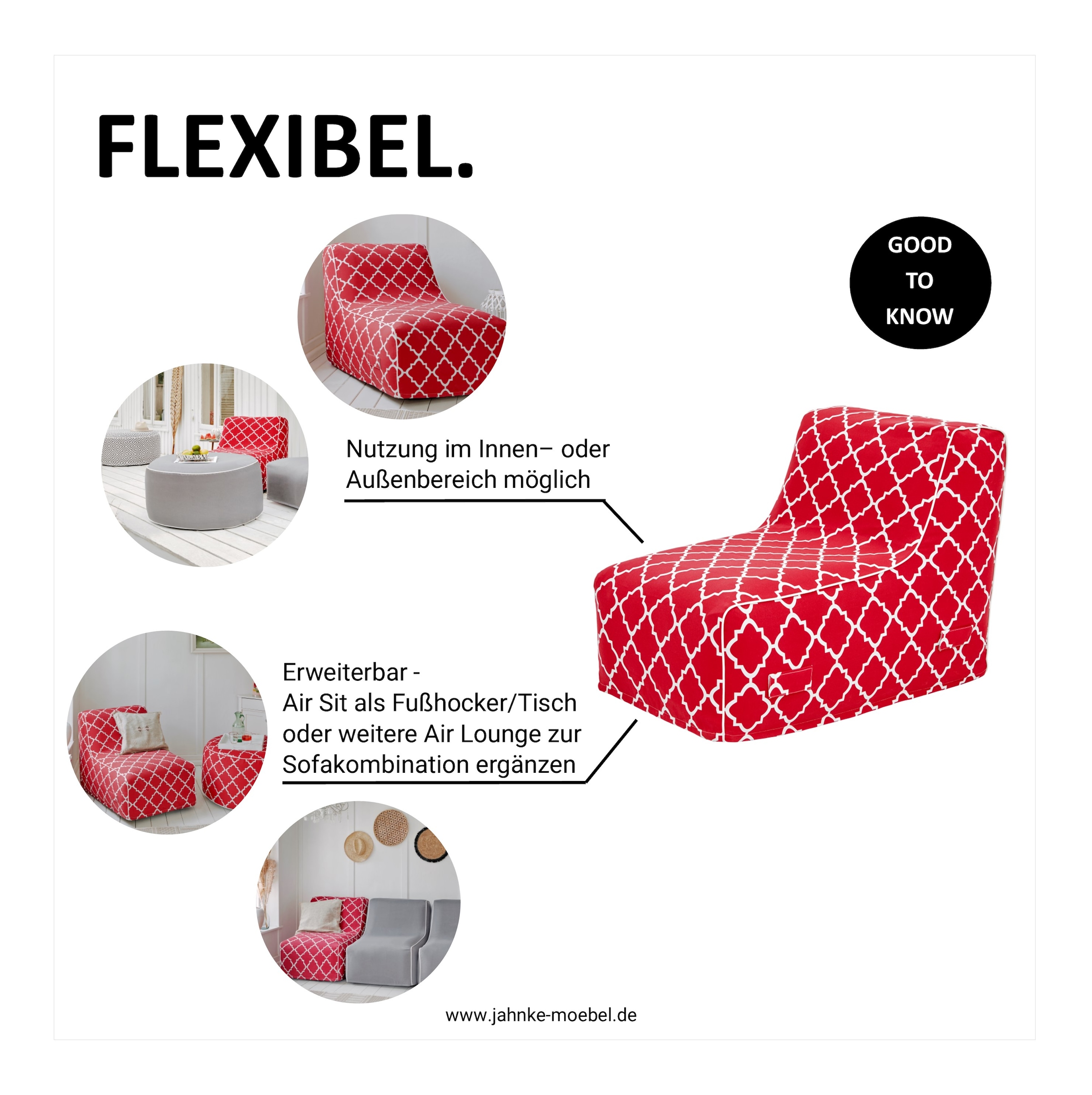 Jahnke Loungesessel »AIR LOUNGE«, (1 St.), aufblasbar, Indoor & Outdoor, 60 cm Sitztiefe