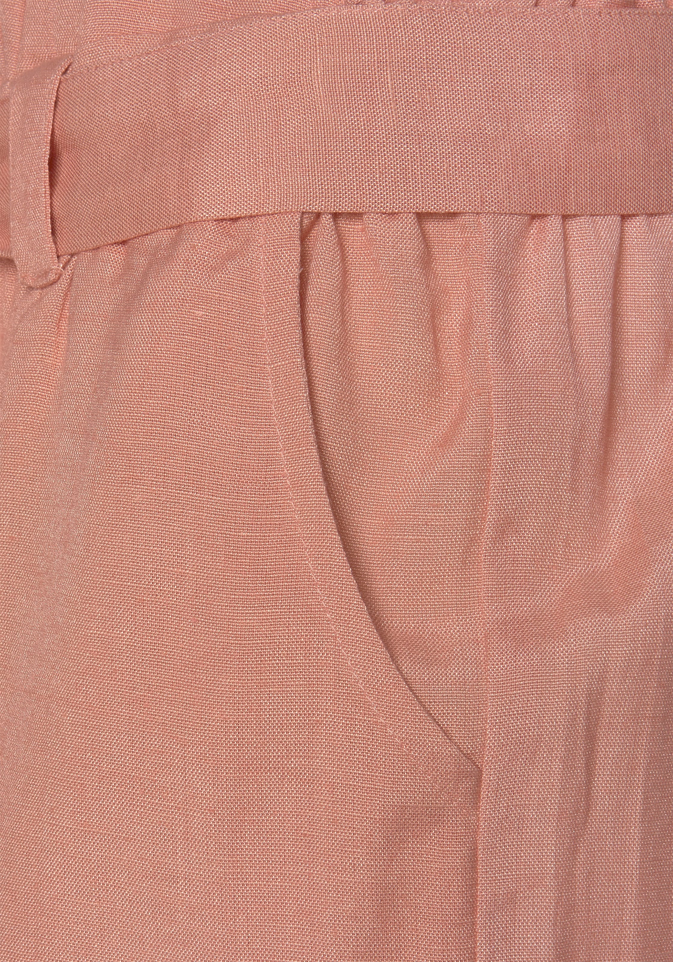 LASCANA Shorts, (mit Bindegürtel), im Leinenmix aus online | BAUR bestellen Paperbag-Stil
