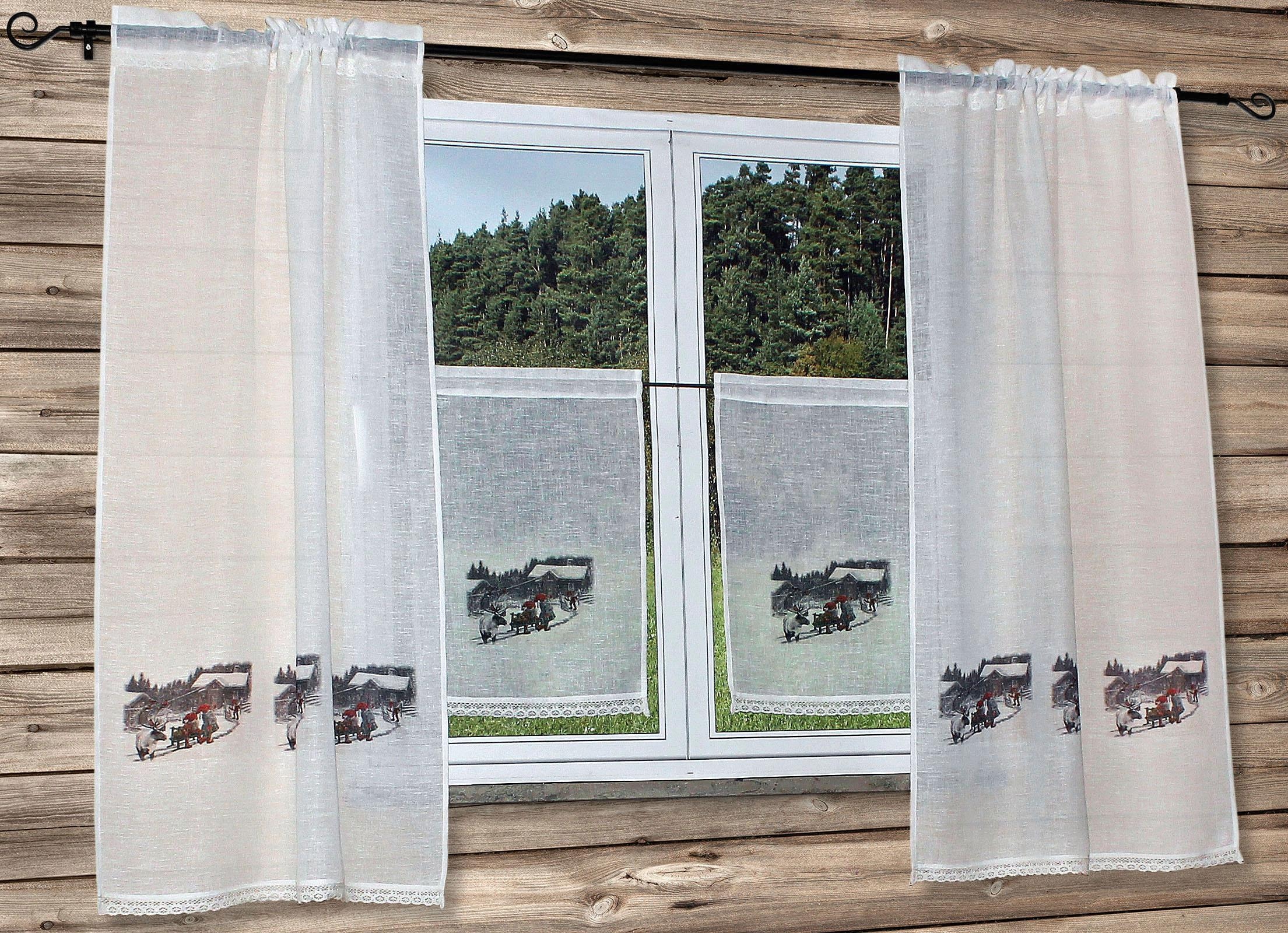 HOSSNER - ART OF HOME DECO Gardine "Wintermärchen" Stangendurchzug 1 Stk. t günstig online kaufen