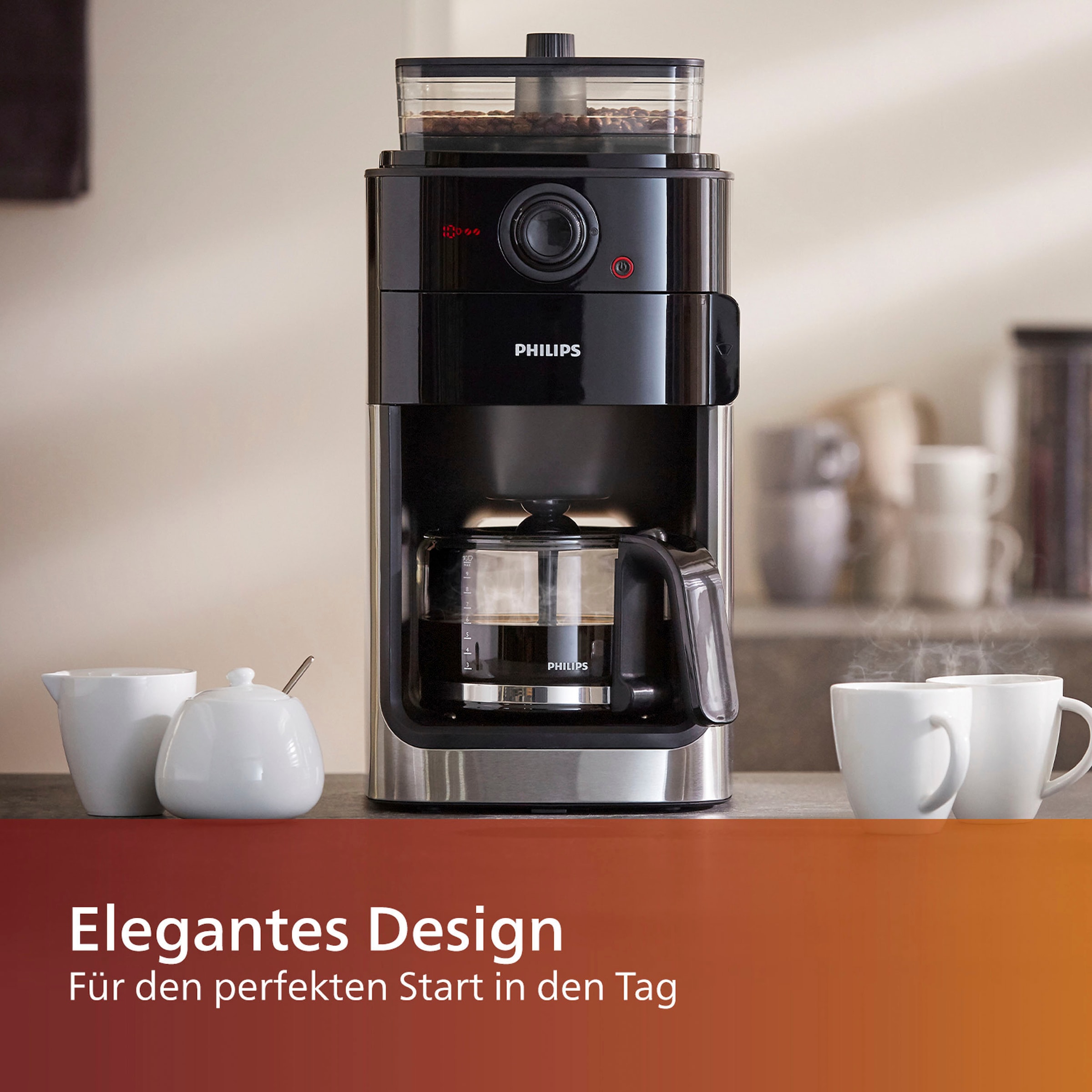 Philips Kaffeemaschine mit Mahlwerk »Grind & Brew HD7767/00«,  aromaversiegeltes Bohnenfach, edelstahl/schwarz bestellen | BAUR