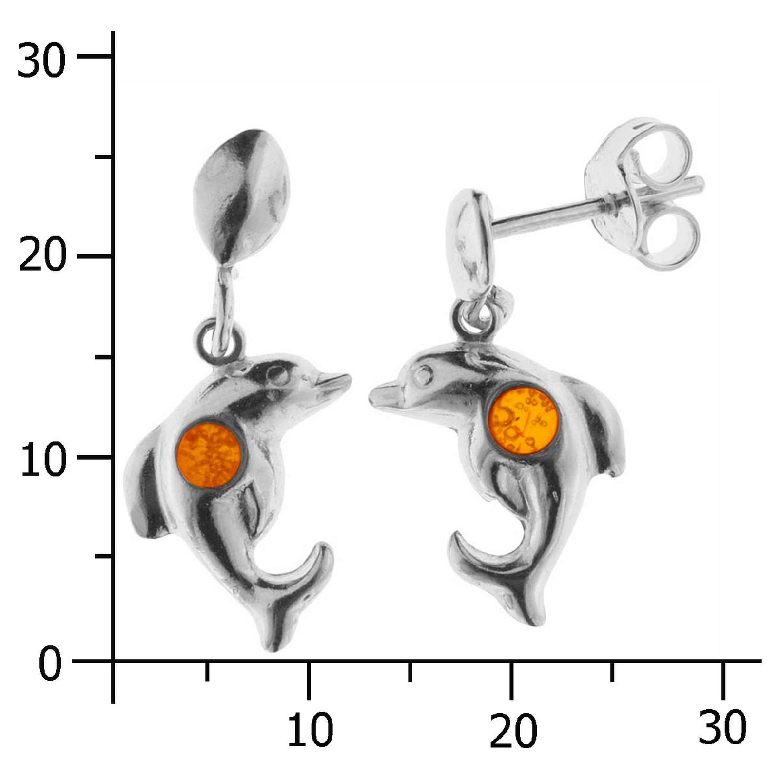 OSTSEE-SCHMUCK Paar Ohrhänger »- Delphin - Silber 925/000 - Bernstein«
