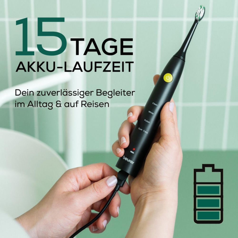BEURER Elektrische Zahnbürste »SC 30, mit 4 Putzmodi«, 2 St. Aufsteckbürsten, Mit 80.000 Schwingungen/Min für sanfte und effektive Reinigung