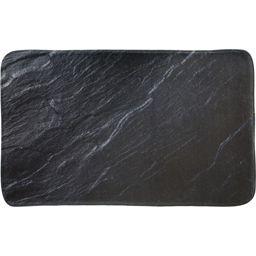 Sanilo Badematte »Granit«, Höhe 15 mm, rutschhemmend beschichtet, schnell trocknend-fußbodenheizungsgeeignet, Badteppich, super weich, Granitoptik, bedruckt, waschbar